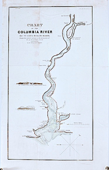 Chart of the Columbia River for 90 miles from its mouth 1835 Color