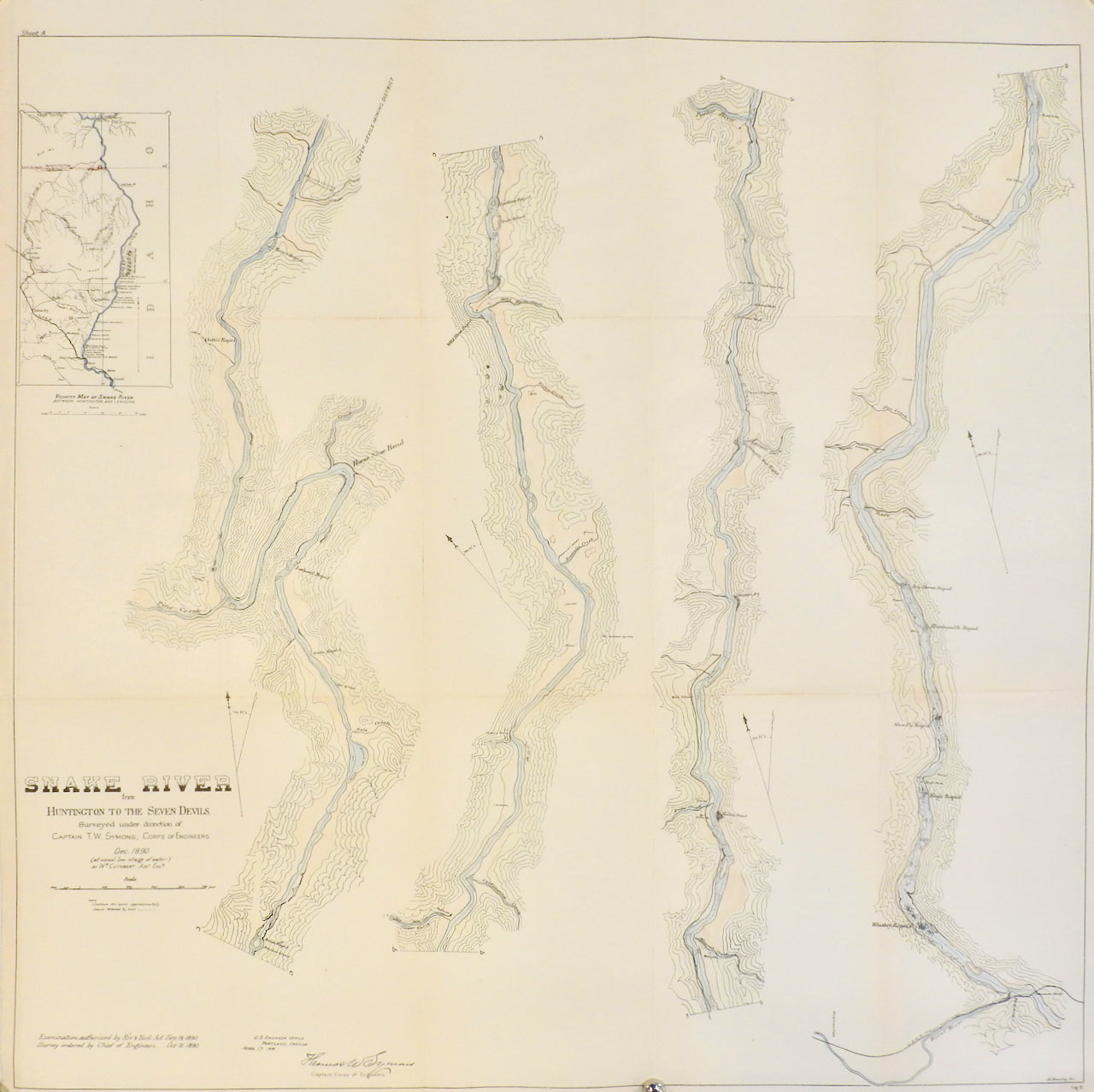 SNAKE RIVER SHOWN FROM HUNTINGTON OREGON TO SEVEN DEVILS IDAHO
