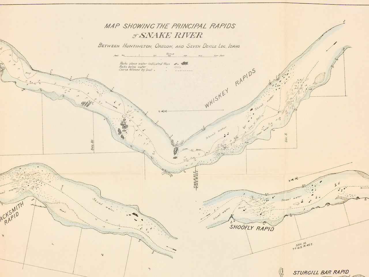 SNAKE RIVER SHOWN FROM HUNTINGTON OREGON TO SEVEN DEVILS IDAHO