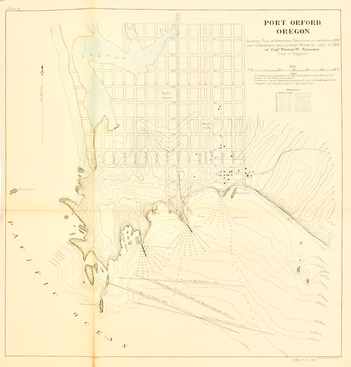 PORT ORFORD OREGON SHOWING PLAN OF IMPROVEMENT  1895