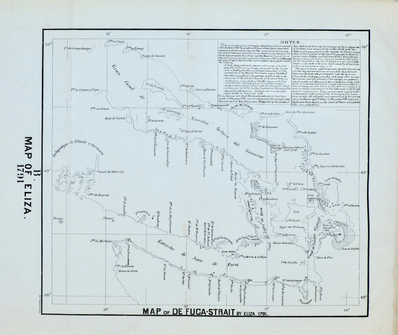 1791 Map of de Fuca Strait Eliza
