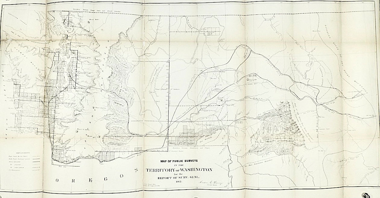 MAP OF PUBLIC SURVEYS IN THE TERRITORY OF WASHINGTON FOR THE REPORT OF SURVEYOR GENERAL 1862