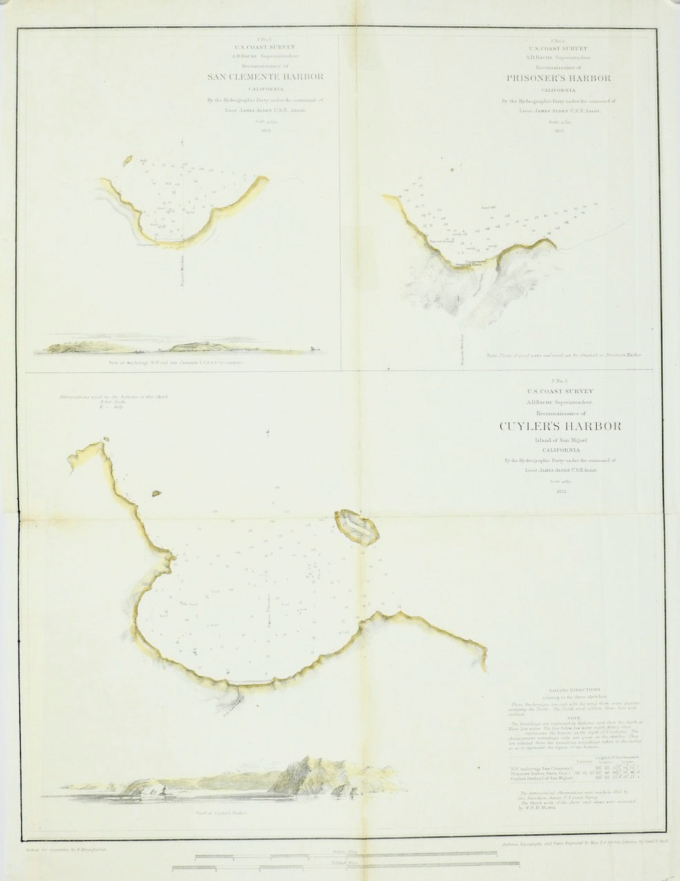 SAILING DIRECTIONS SAN CLEMENTE, PRISONER’S, CUYLER'S HARBOR 1852