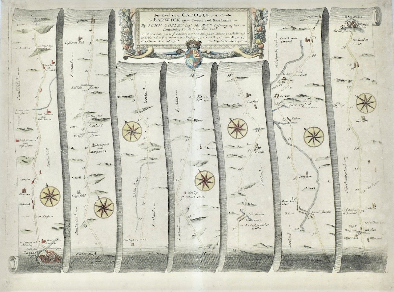 photo of map: The road from Carlisle to Brackenhill, Castleton, Jedborough, Kelso, ... on Tweed. 1698