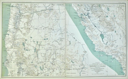 TOPOGRAPHICAL MAP OF CALIFORNIA, NEVADA, OREGON AND PART OF IDAHO 1867