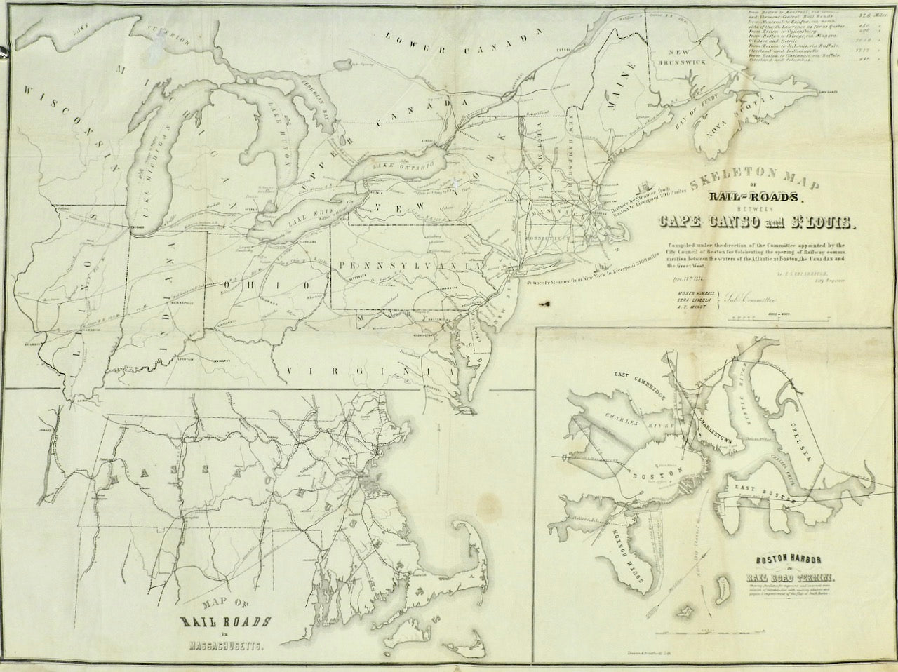 SKELETON MAP OF RAIL-ROADS BETWEEN CAPE CANSO AND ST. LOUIS 1851