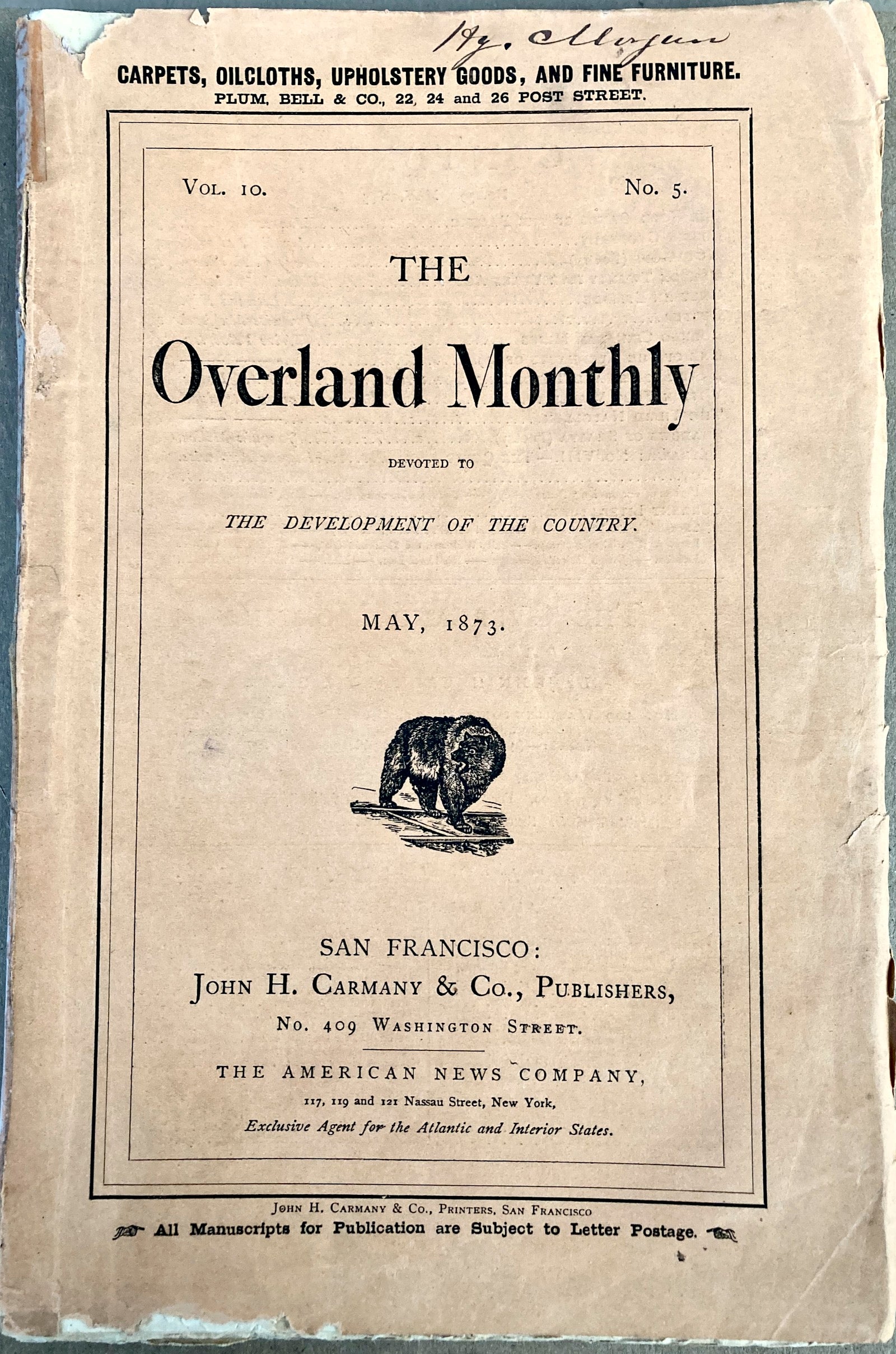 photo of bookletOVERLAND MONTHLY MAGAZINE MAY 1873 VOL. 10 NO. 5