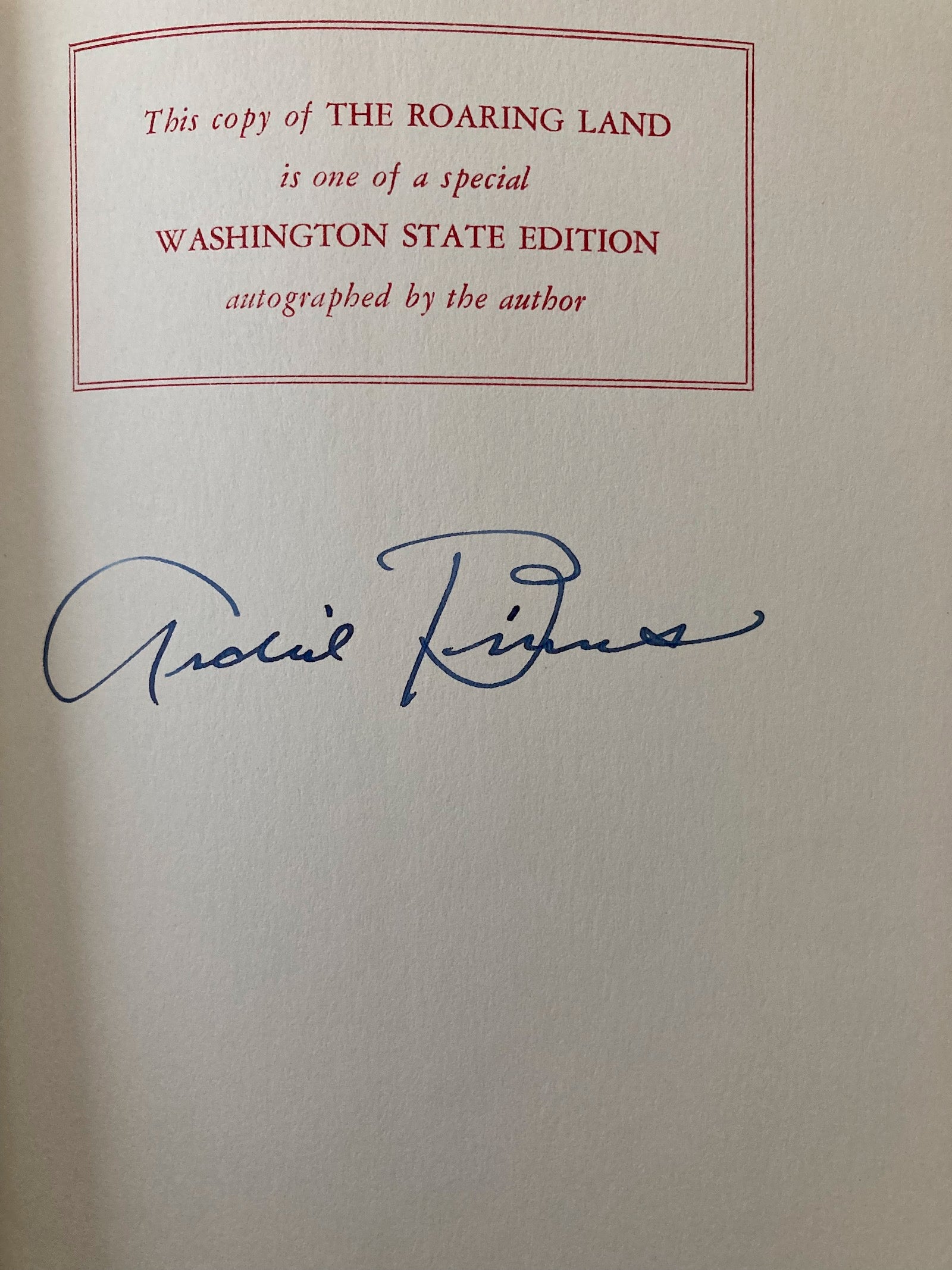 THE ROARING LAND ARCHIE BINNS 1STED SIGNED