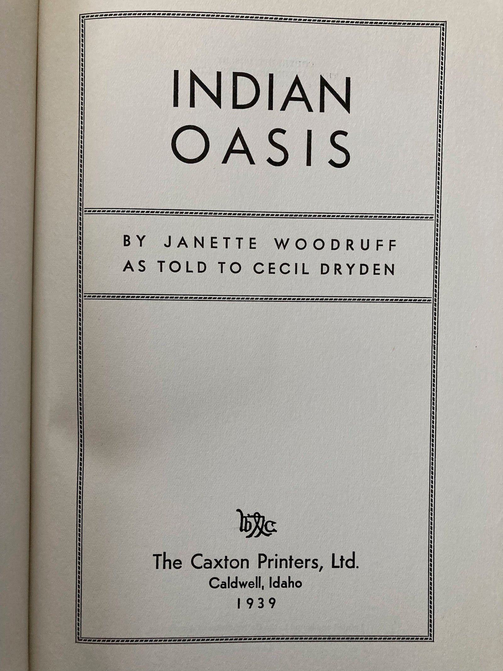 INDIAN OASIS 1939