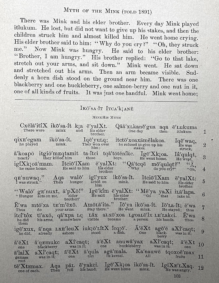 Kathlamet Texts, Smithsonian Institution Bureau of American Ethnology: Bulletin