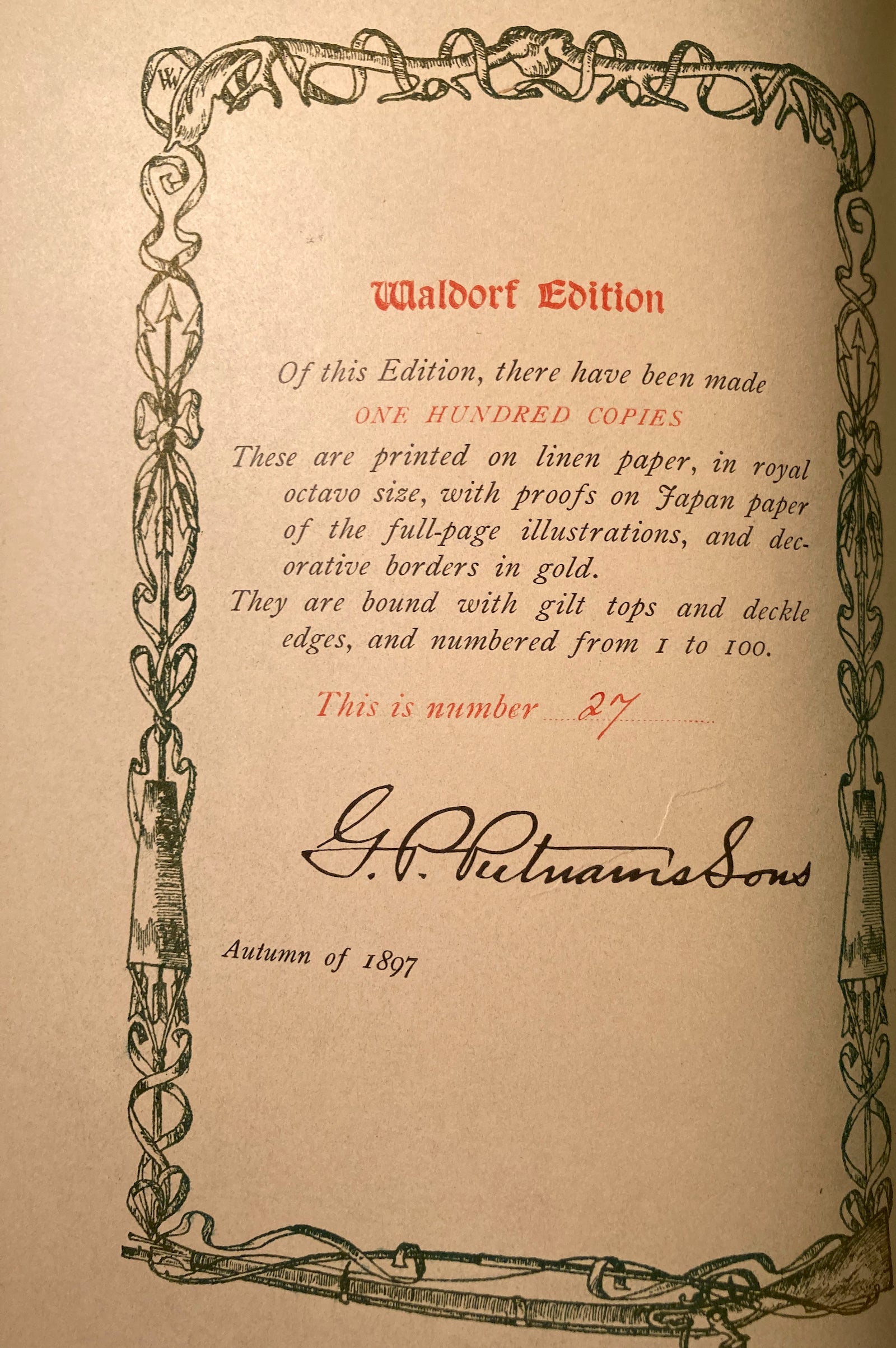 Astoria 2Vol Irving Washington, Waldorf Edition Limited 100 Copies