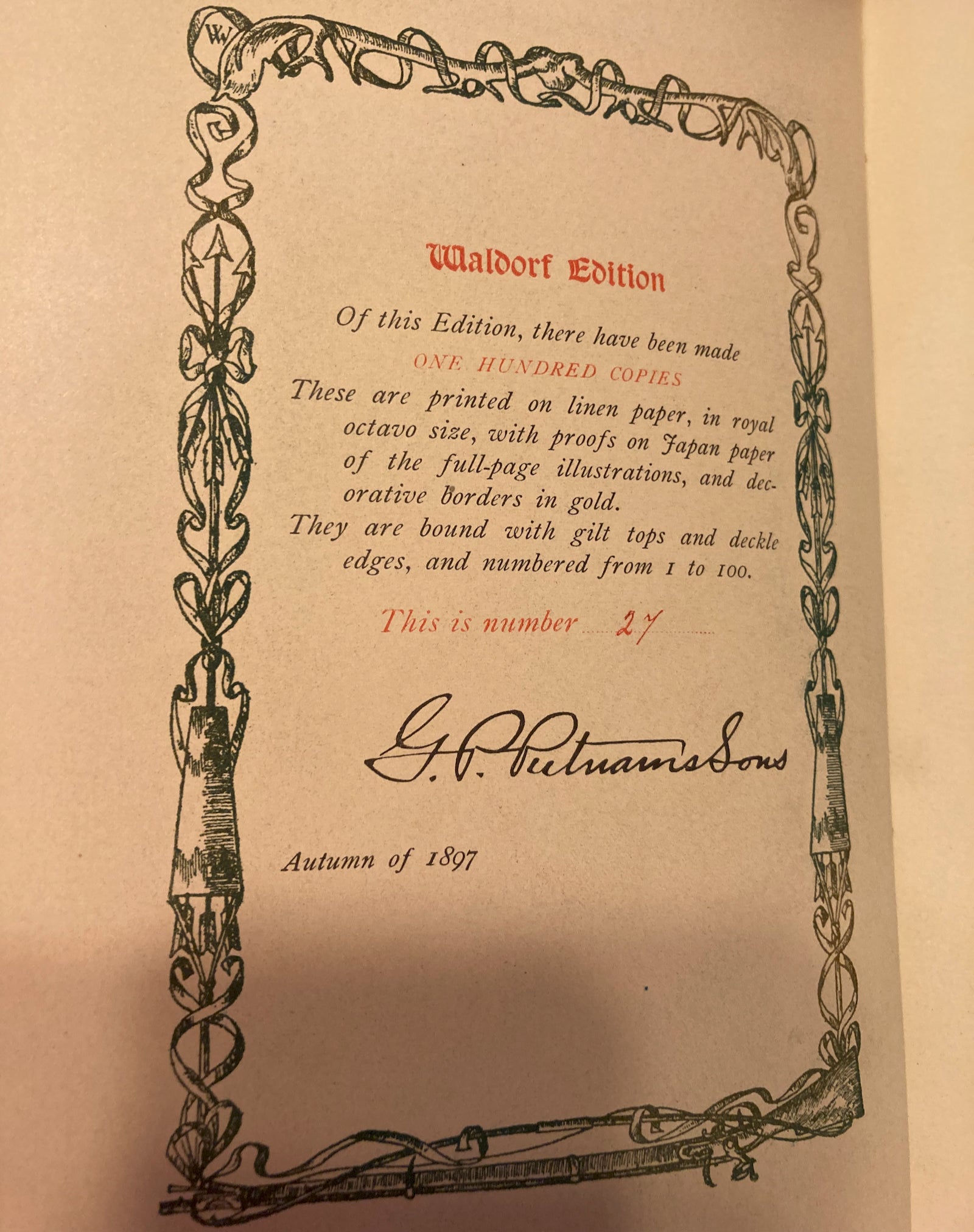 Astoria 2Vol Irving Washington, Waldorf Edition Limited 100 Copies
