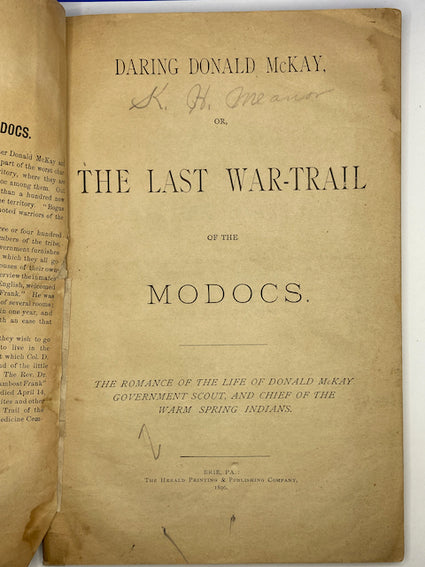 The Last War-Trail of The Modocs McKay 1896