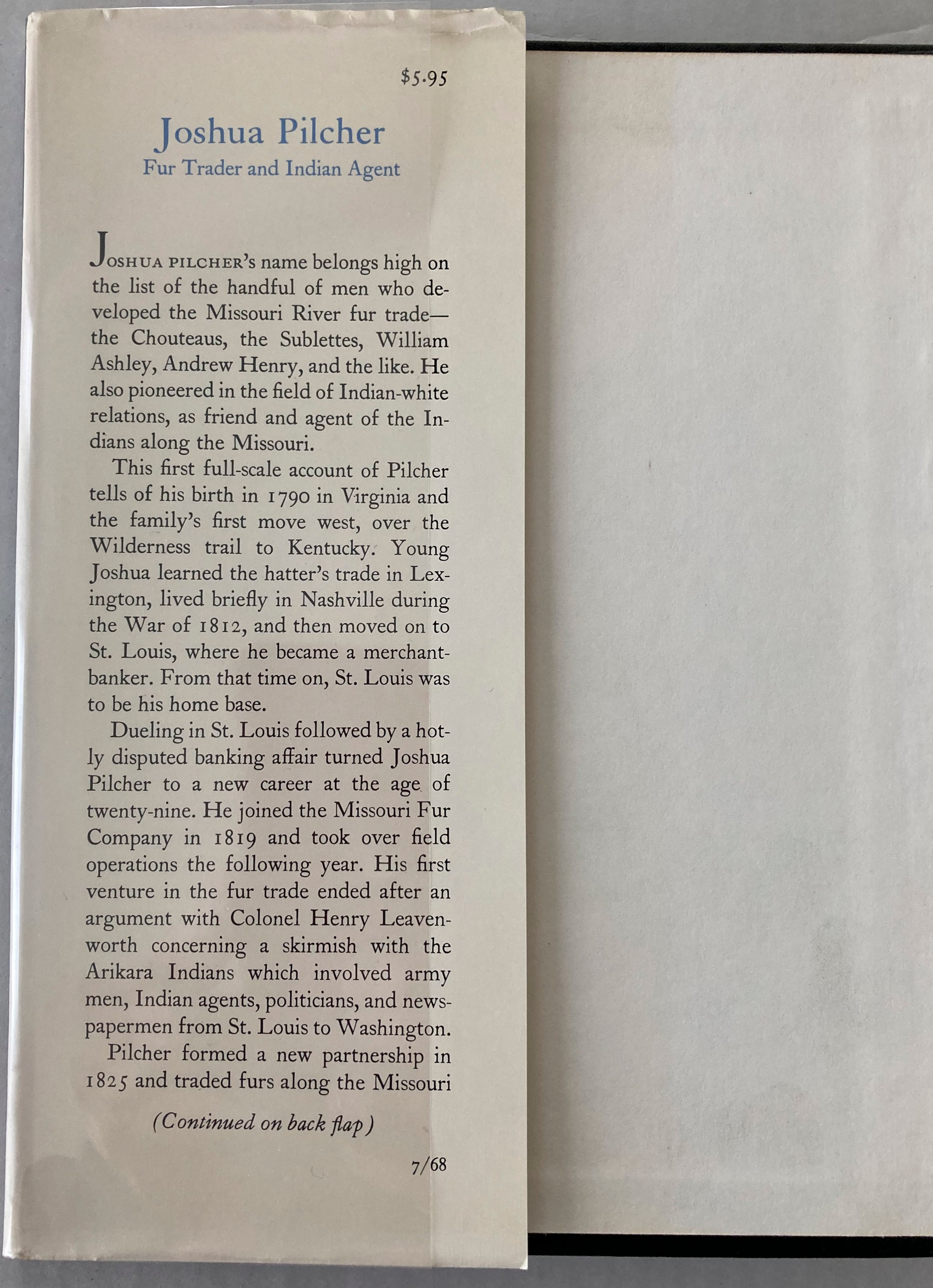 Joshua Pilcher, fur trader and Indian agent 1968