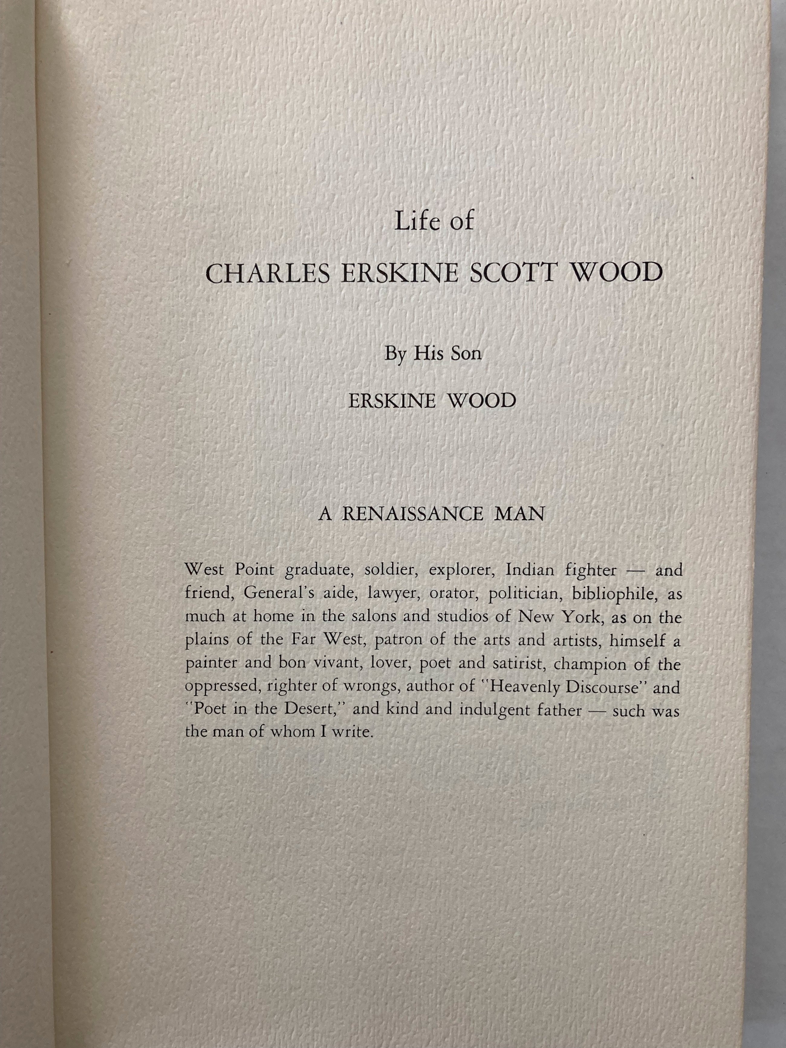 Life of Charles Erskine Scott Wood Signed Limited Edition VG