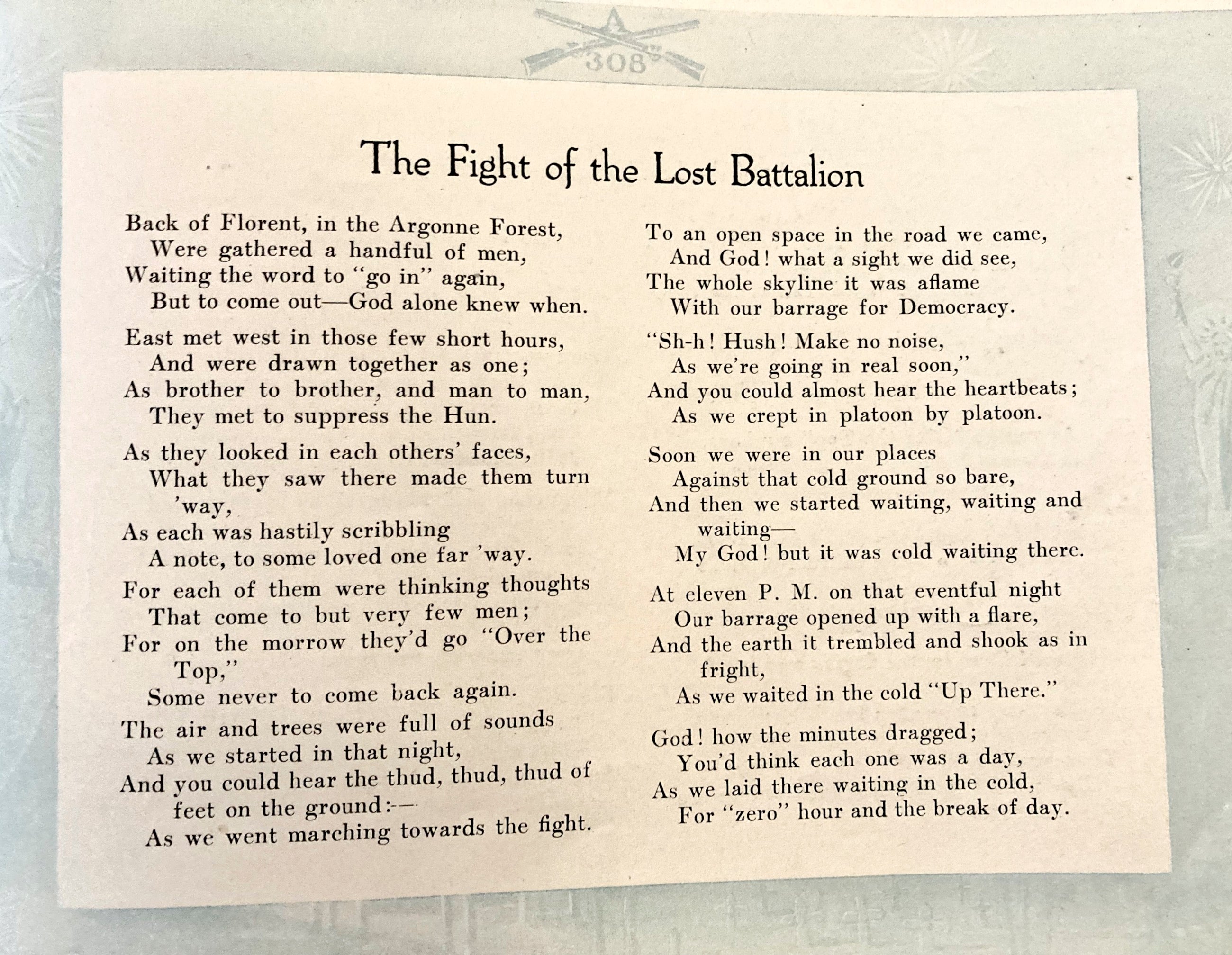 Our Company WW1 Booklet The Lost Battalion 1917-1919
