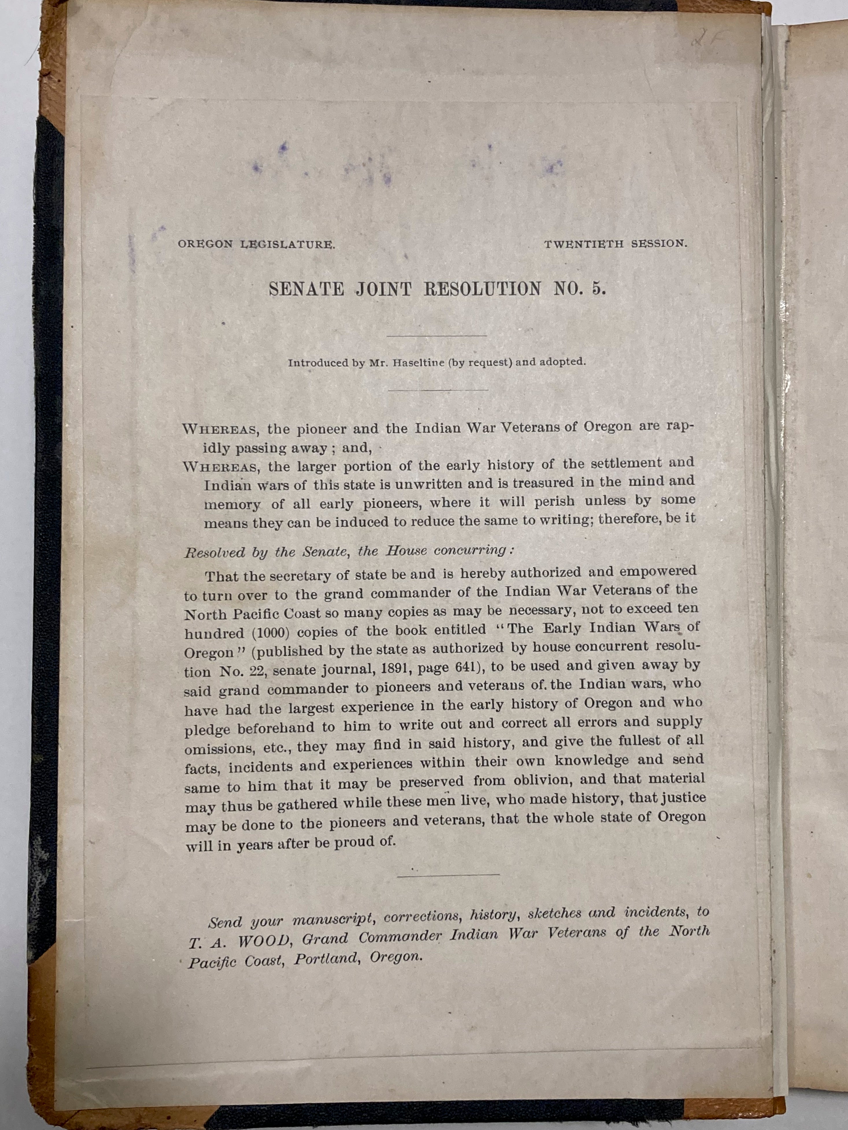 THE EARLY INDIAN WARS OF OREGON  Francis Fuller Victor 1894