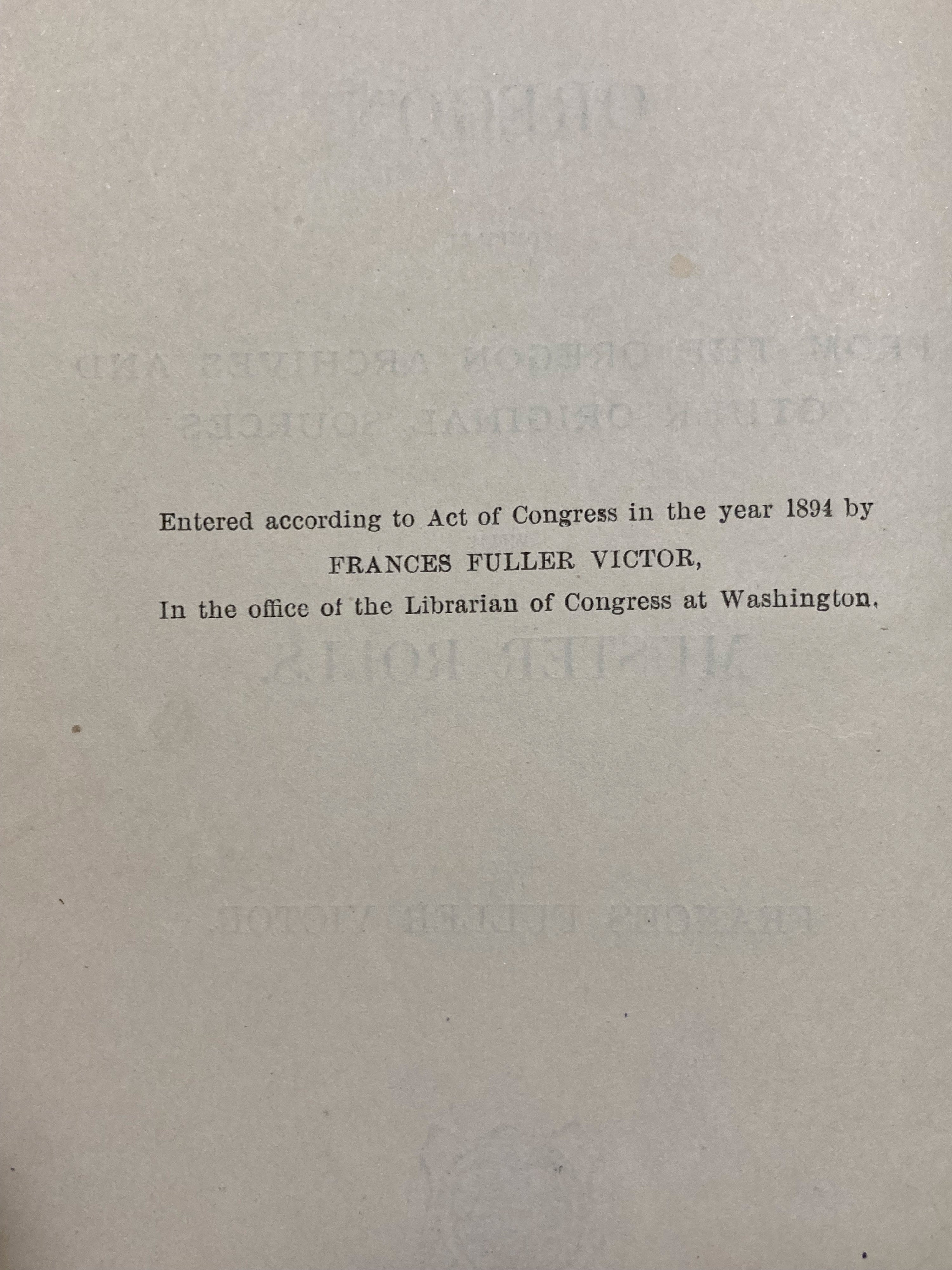 THE EARLY INDIAN WARS OF OREGON  Francis Fuller Victor 1894