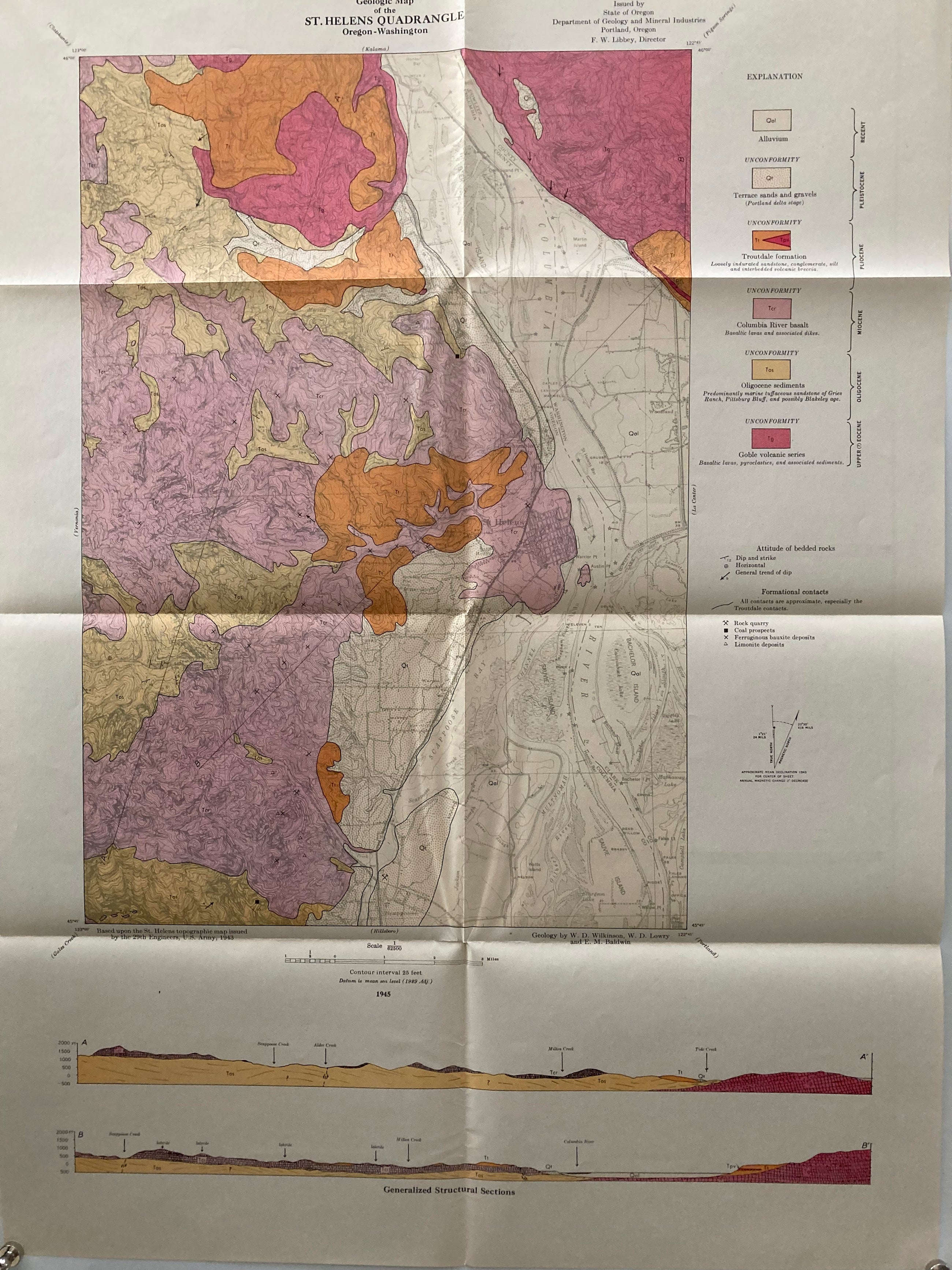 Geology of the St. Helens Quadrangle, Oregon 1946