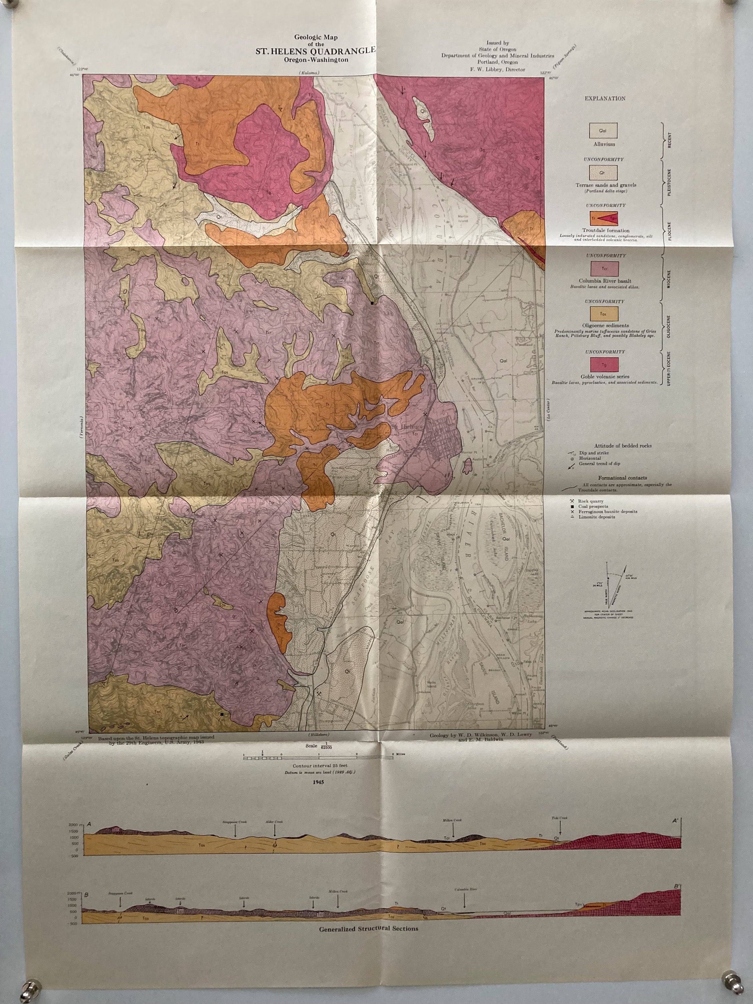 Geology of the St. Helens Quadrangle, Oregon 1946