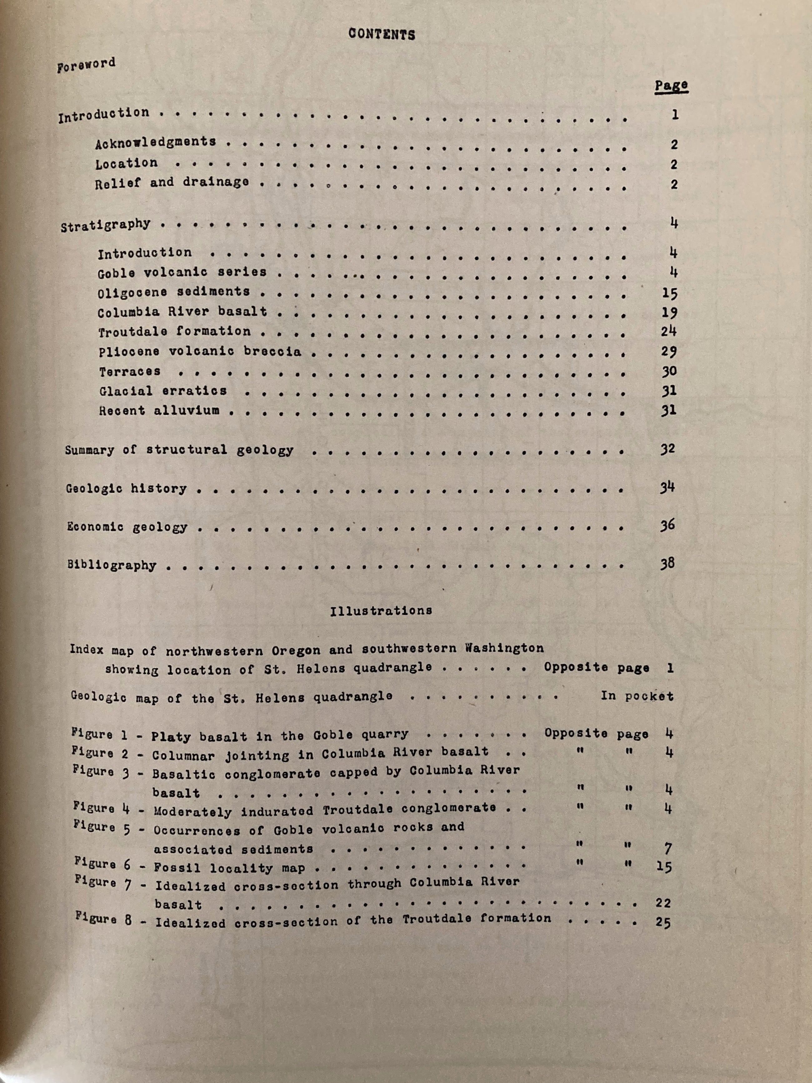 Geology of the St. Helens Quadrangle, Oregon 1946