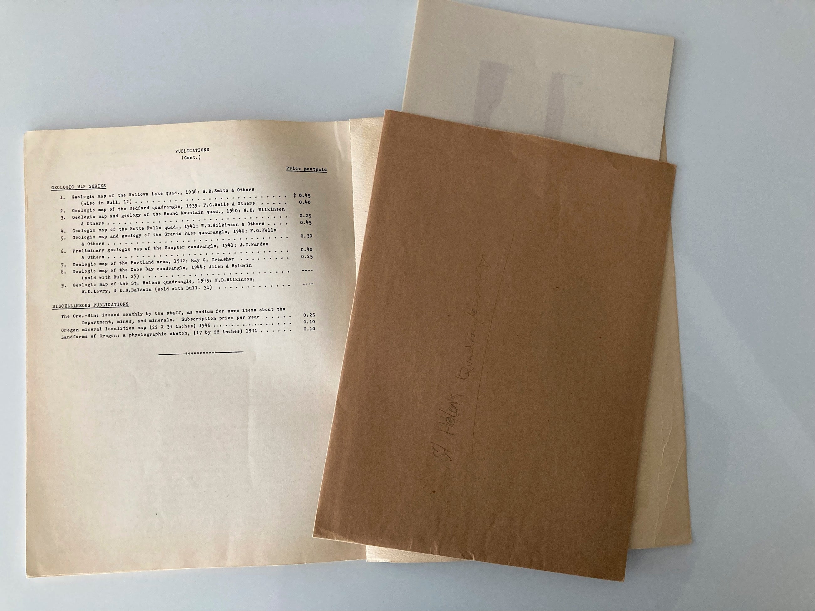 Geology of the St. Helens Quadrangle, Oregon 1946