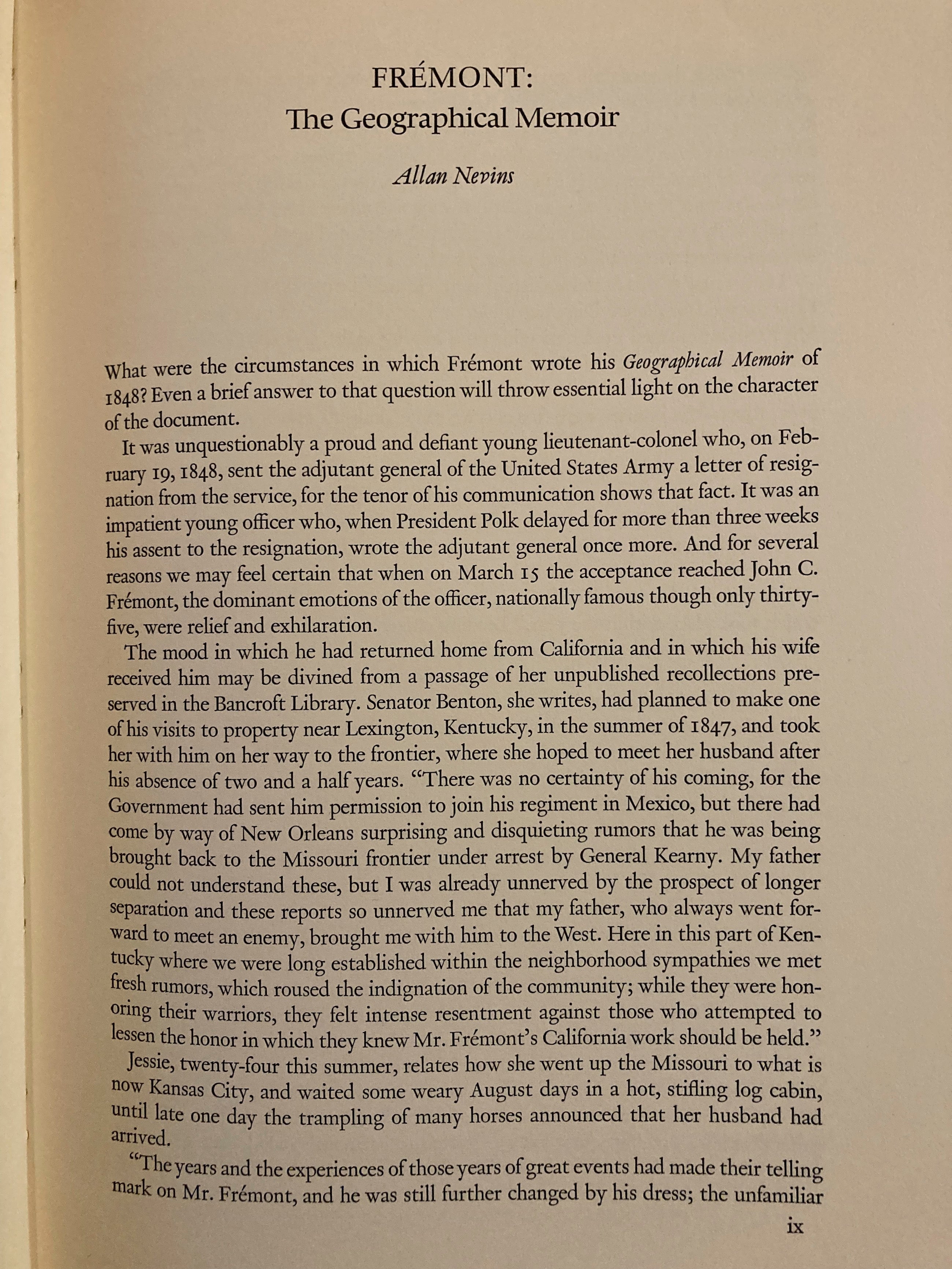 Geographical Memoir Upon Upper California in Illustration of His Map of Oregon and California By John Charles Fremont