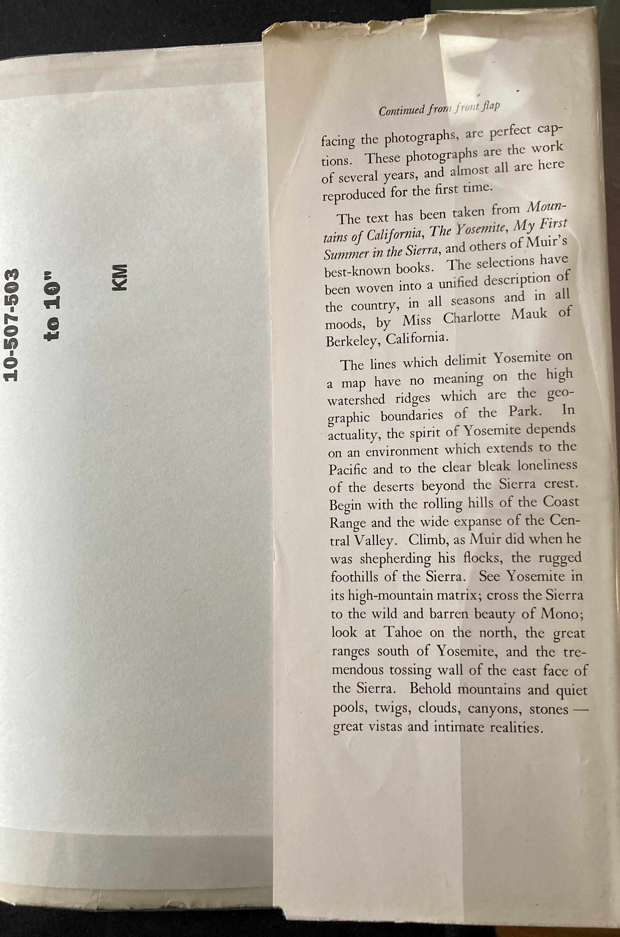 YOSEMITE AND THE SIERRA NEVADA ANSEL ADAMS, JOHN MUIR 1948