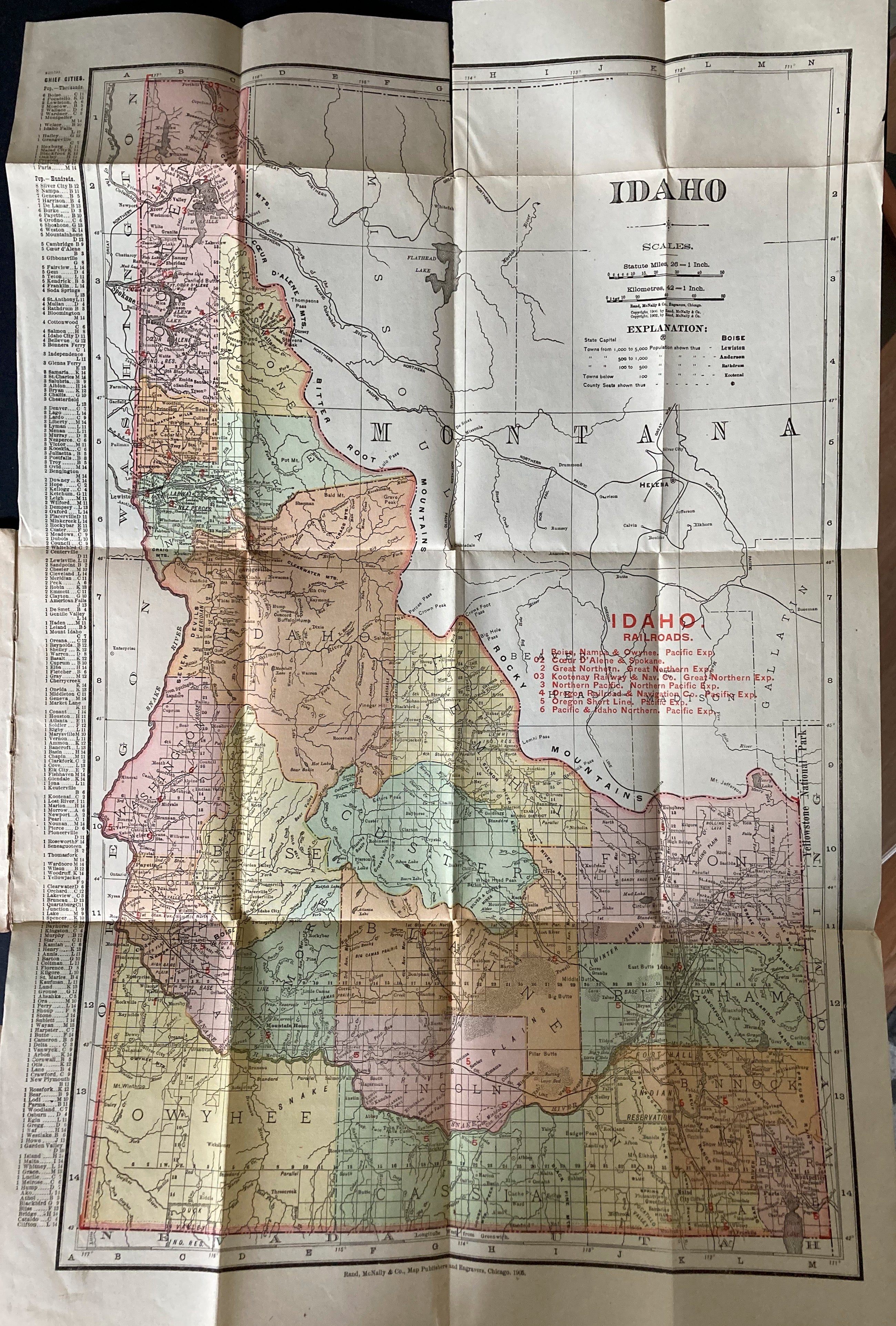 Idaho / Rand McNally and Co.'s Indexed County and Township Pocket Map 1896