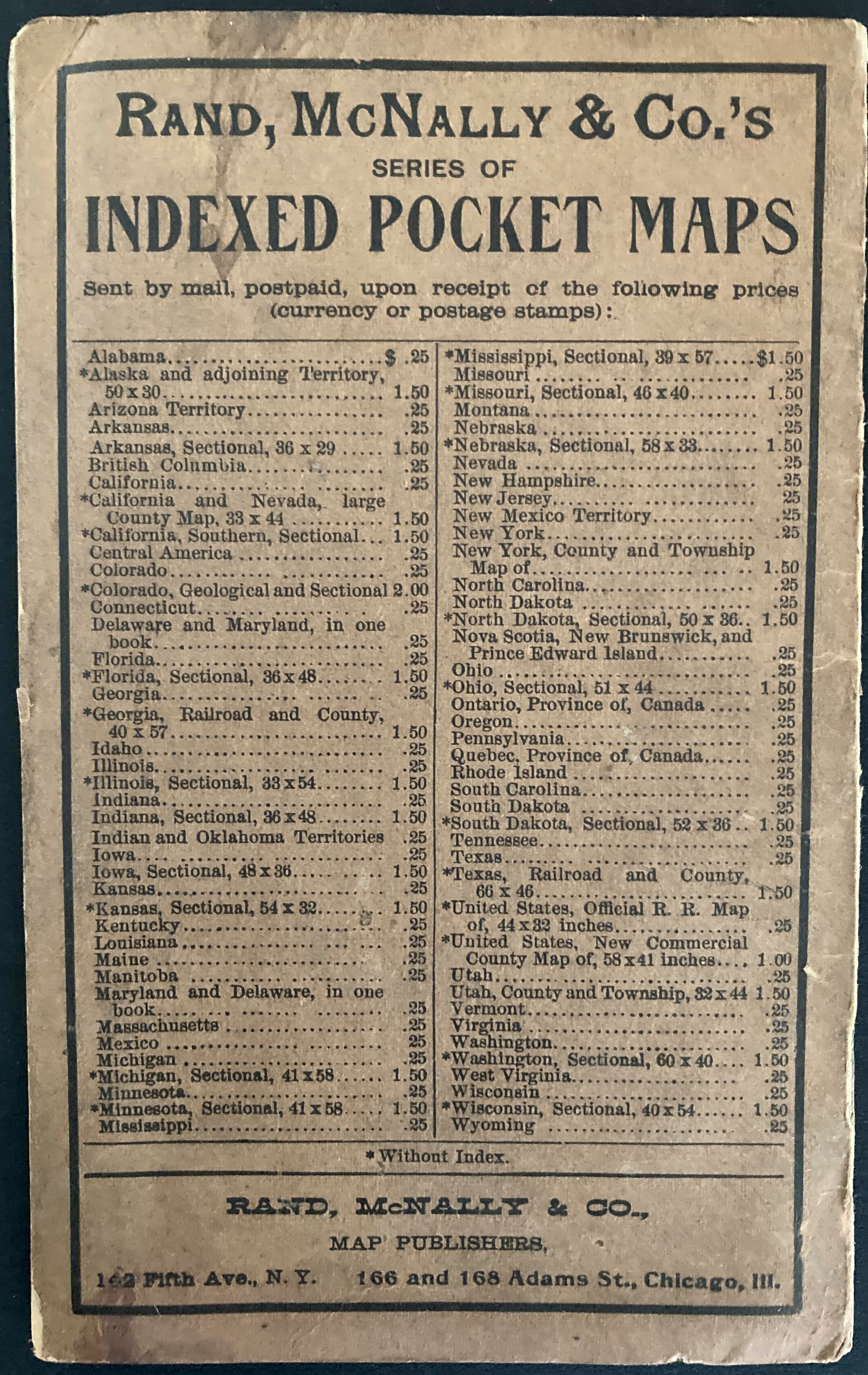 Idaho / Rand McNally and Co.'s Indexed County and Township Pocket Map 1896