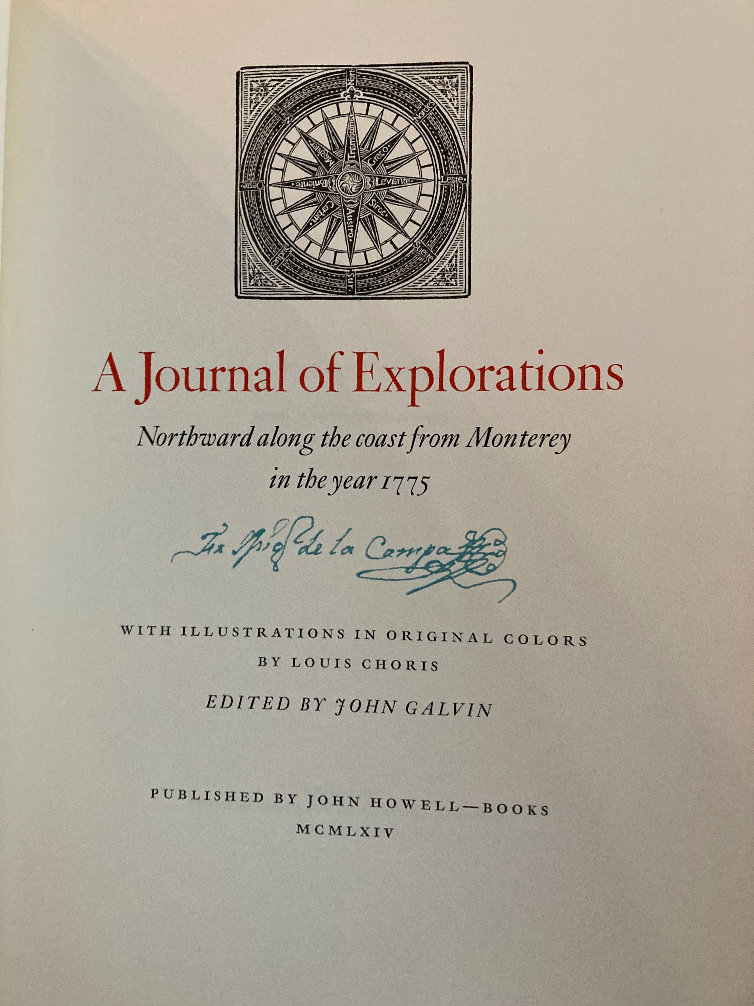 A Journal of Explorations Northward along  the coast from Monterey in the year 1775