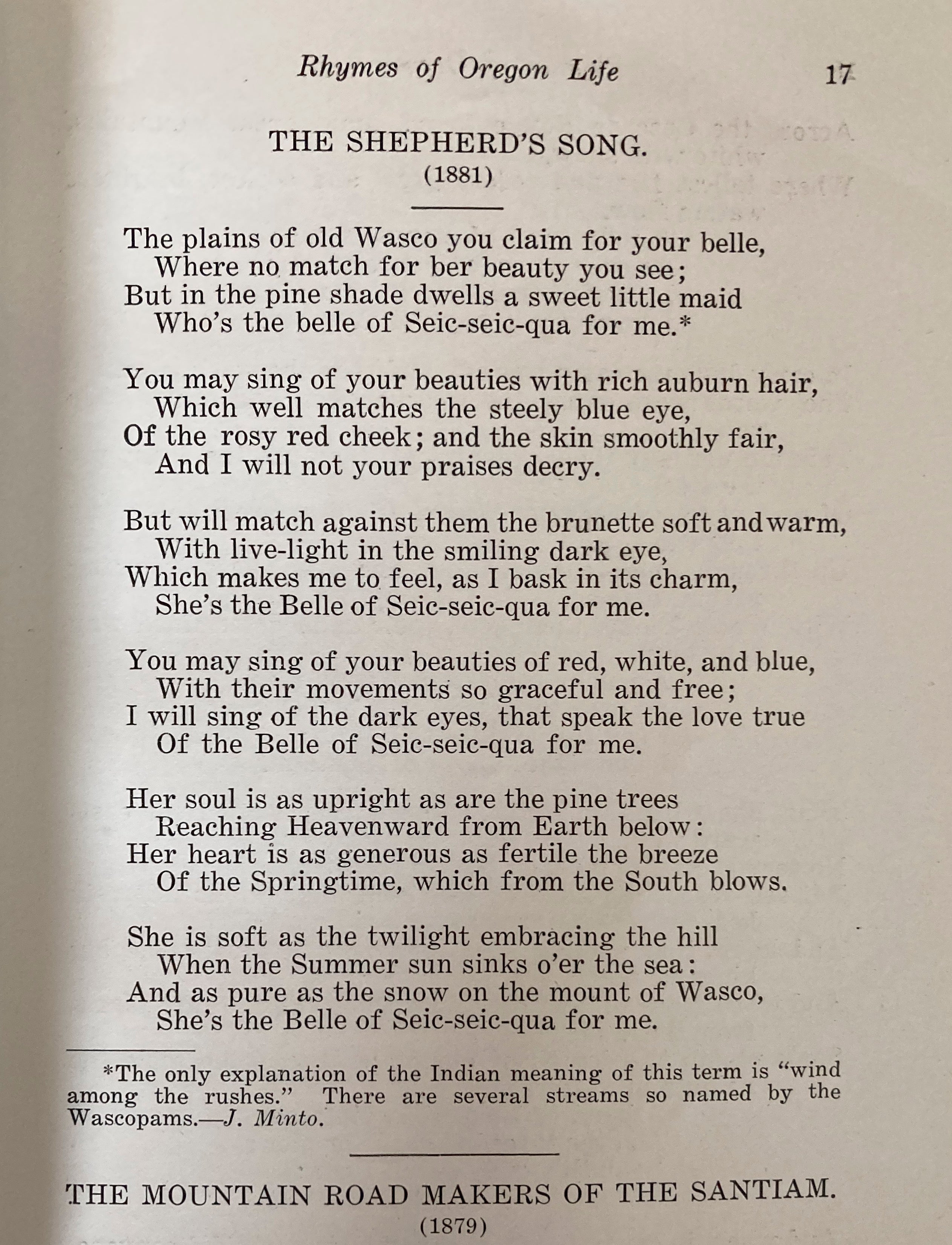 RHYMES OF EARLY LIFE IN OREGON SIGNED 1ST EDITION MINTO 1844