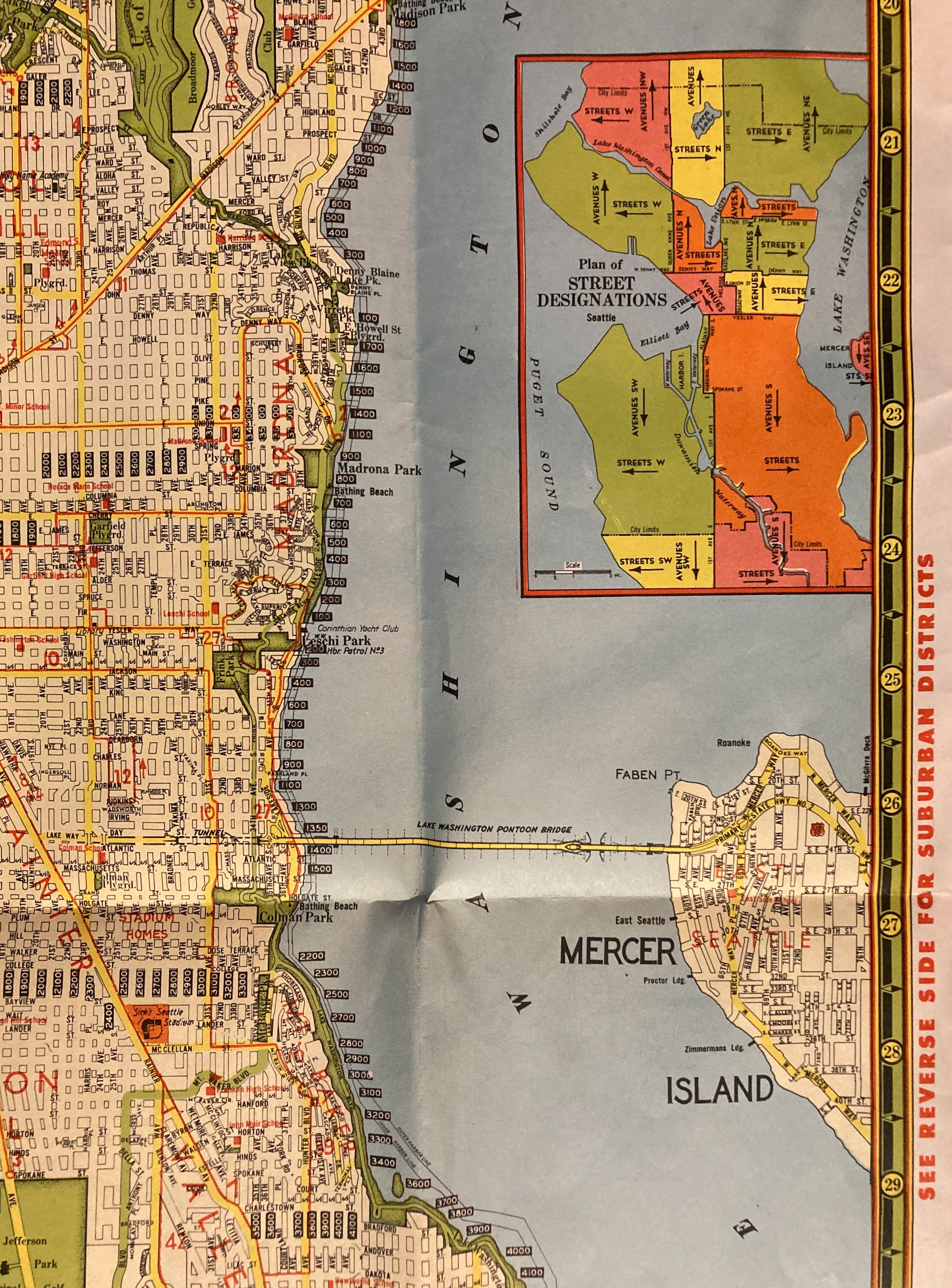 Kroll Seattle Tourist Guide and Map Vintage