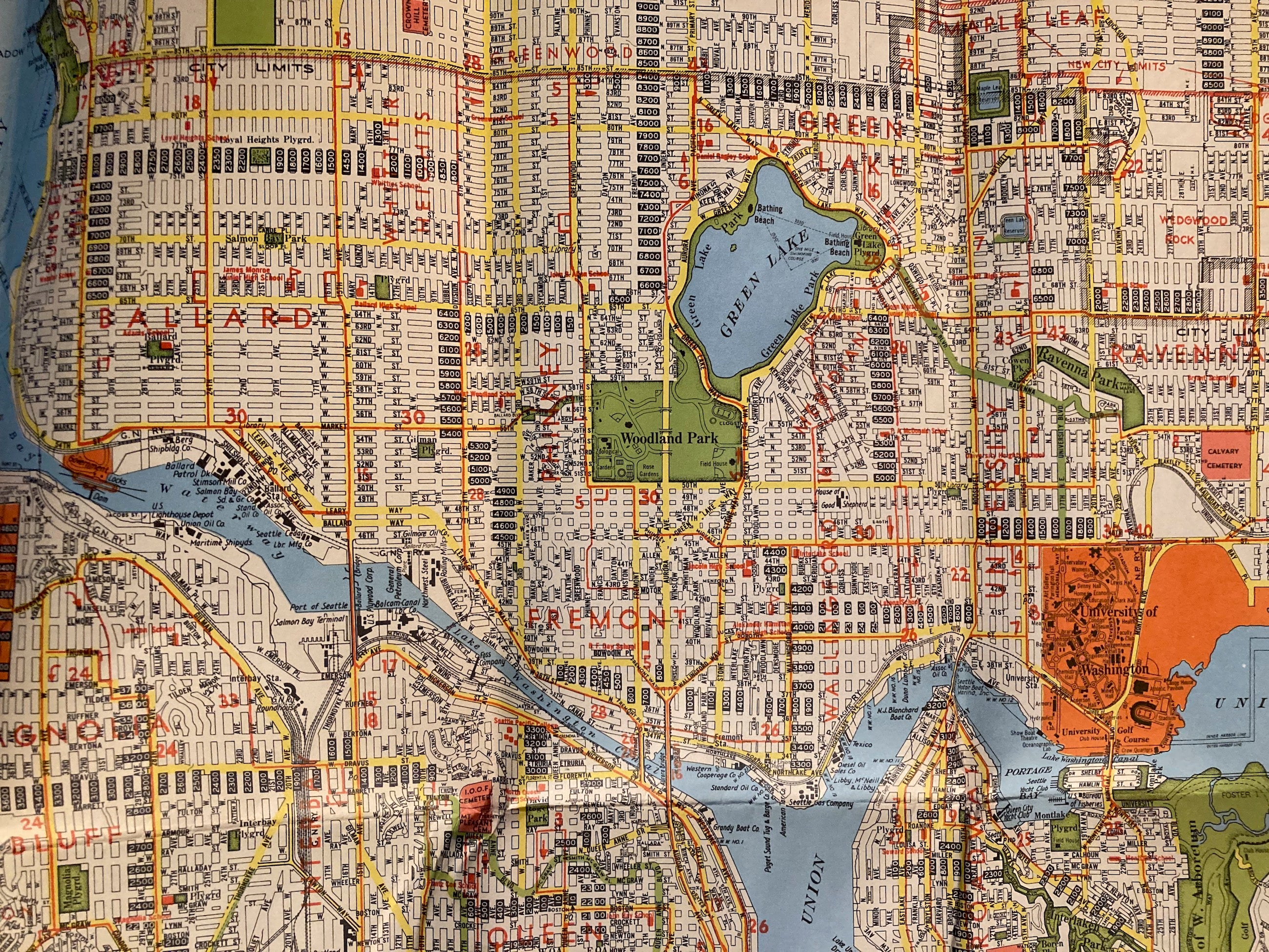 Kroll Seattle Tourist Guide and Map Vintage