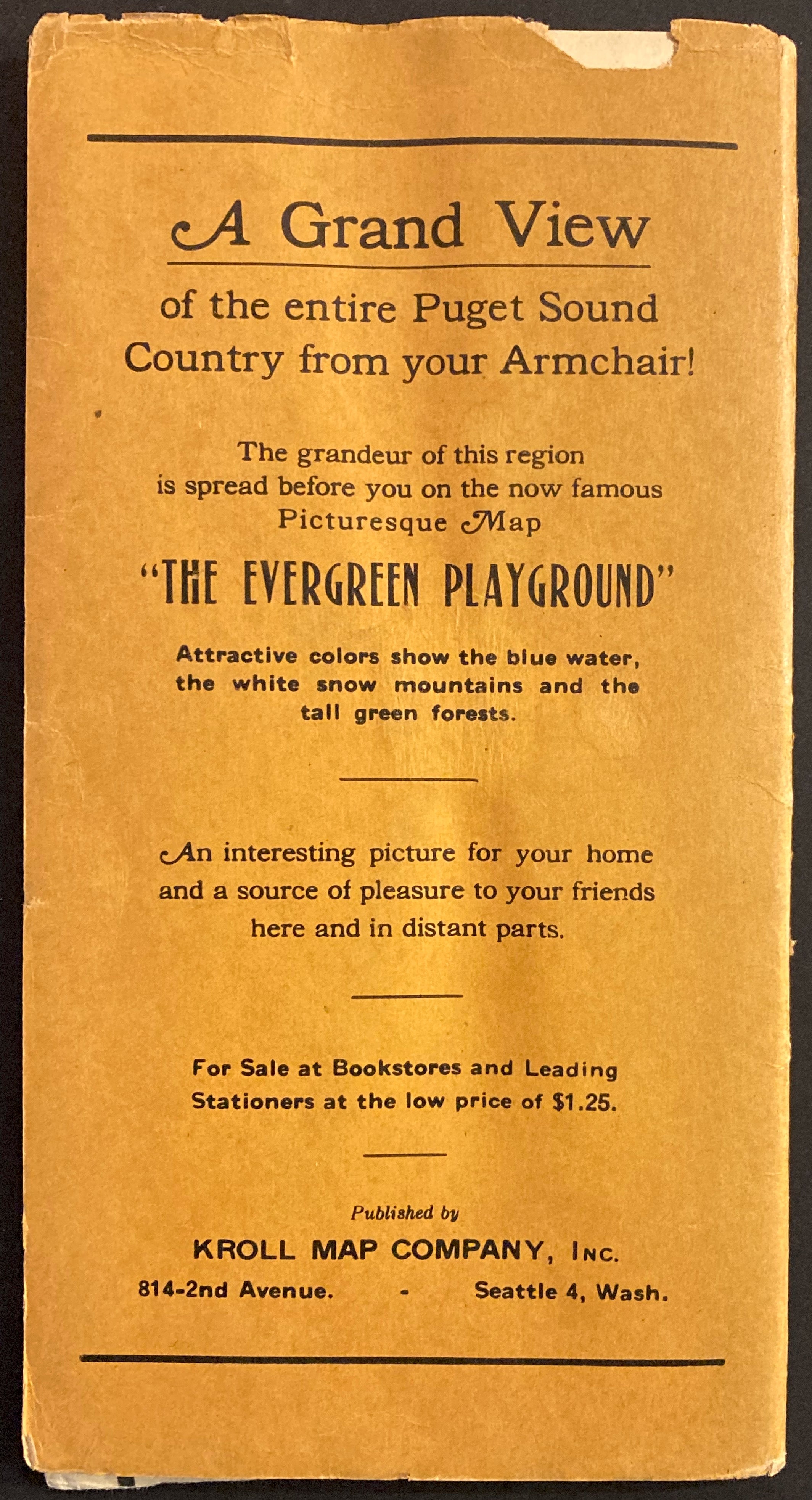 Kroll Seattle Tourist Guide and Map Vintage
