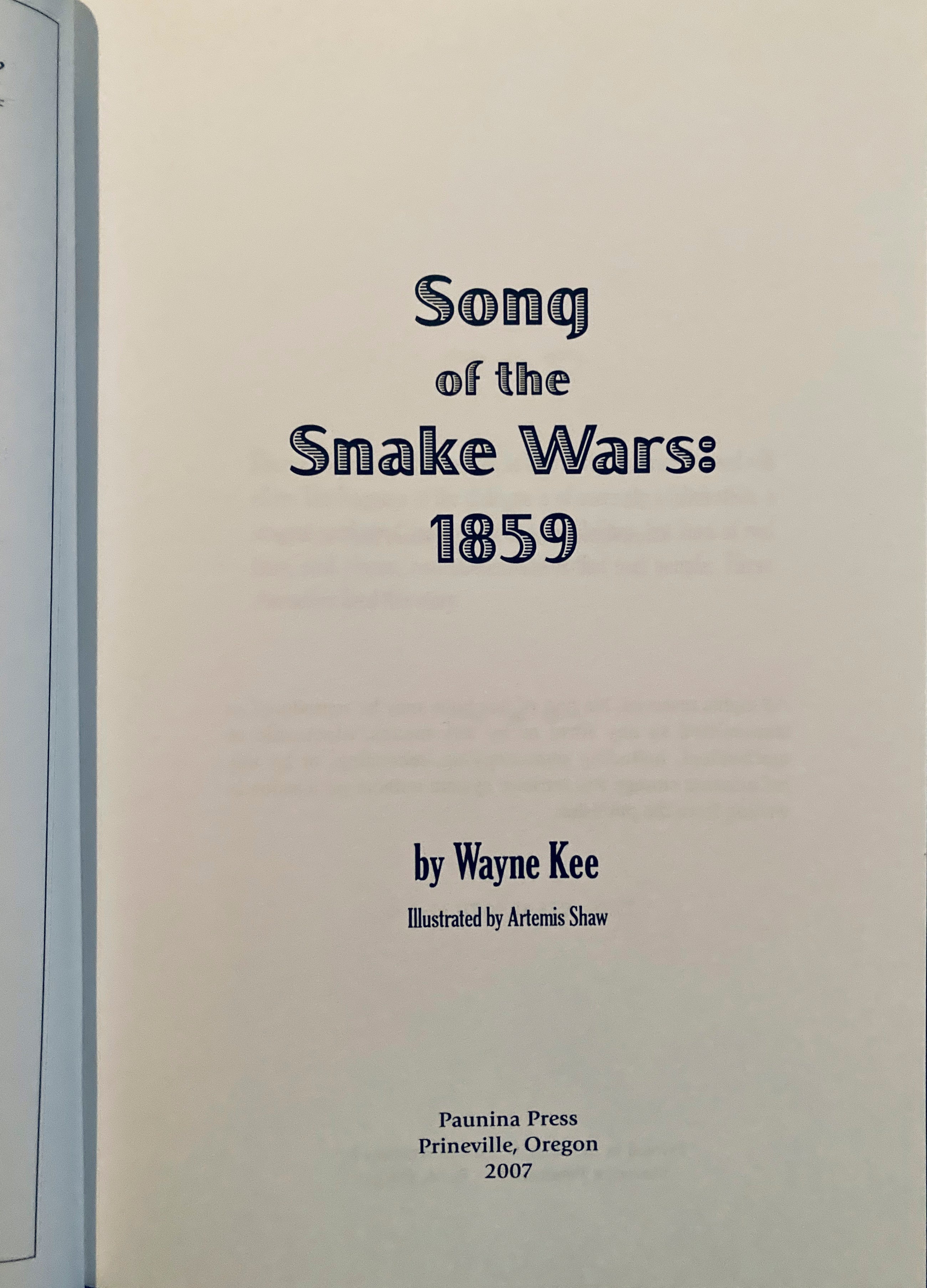 SONG OF THE SNAKE WARS 1859 WAYNE KEE 2007
