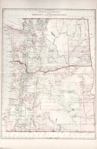 County and Township Map of Oregon and Washington 1881