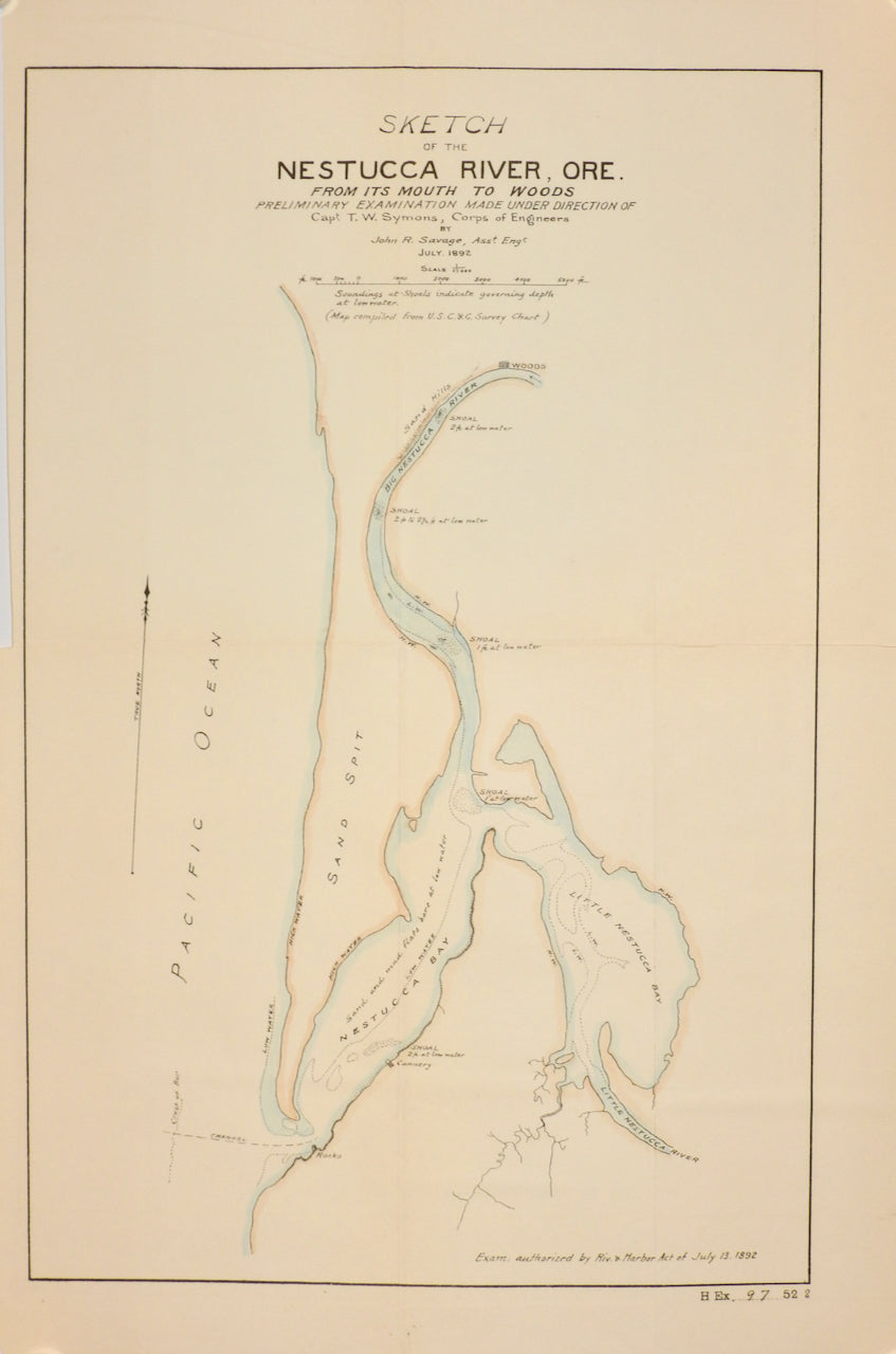 Photo of map: SKETCH OF NESTUCCA RIVER ORE  1892