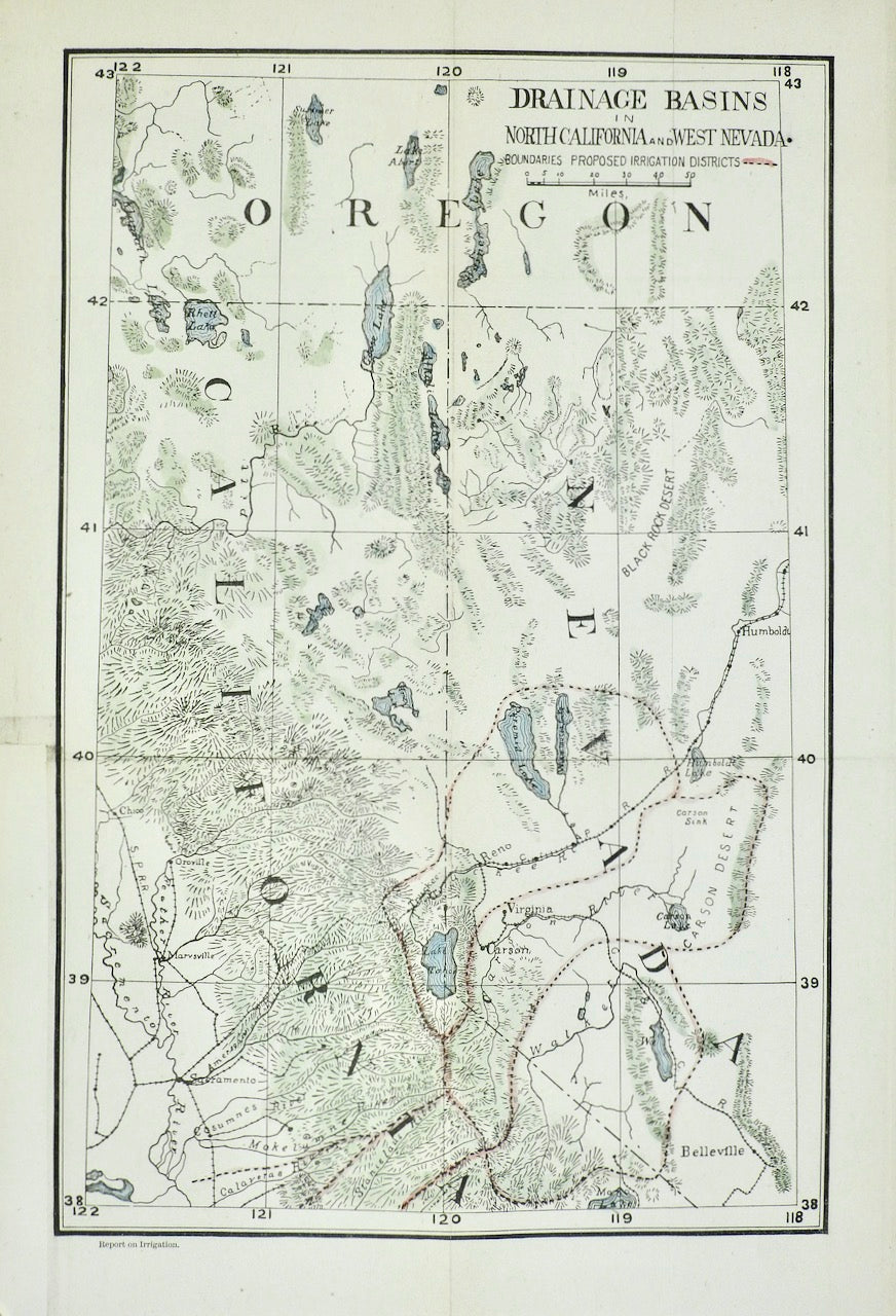 DRAINAGE BASINS NORTH CALIFORNIA AND WEST NEVADA 1890