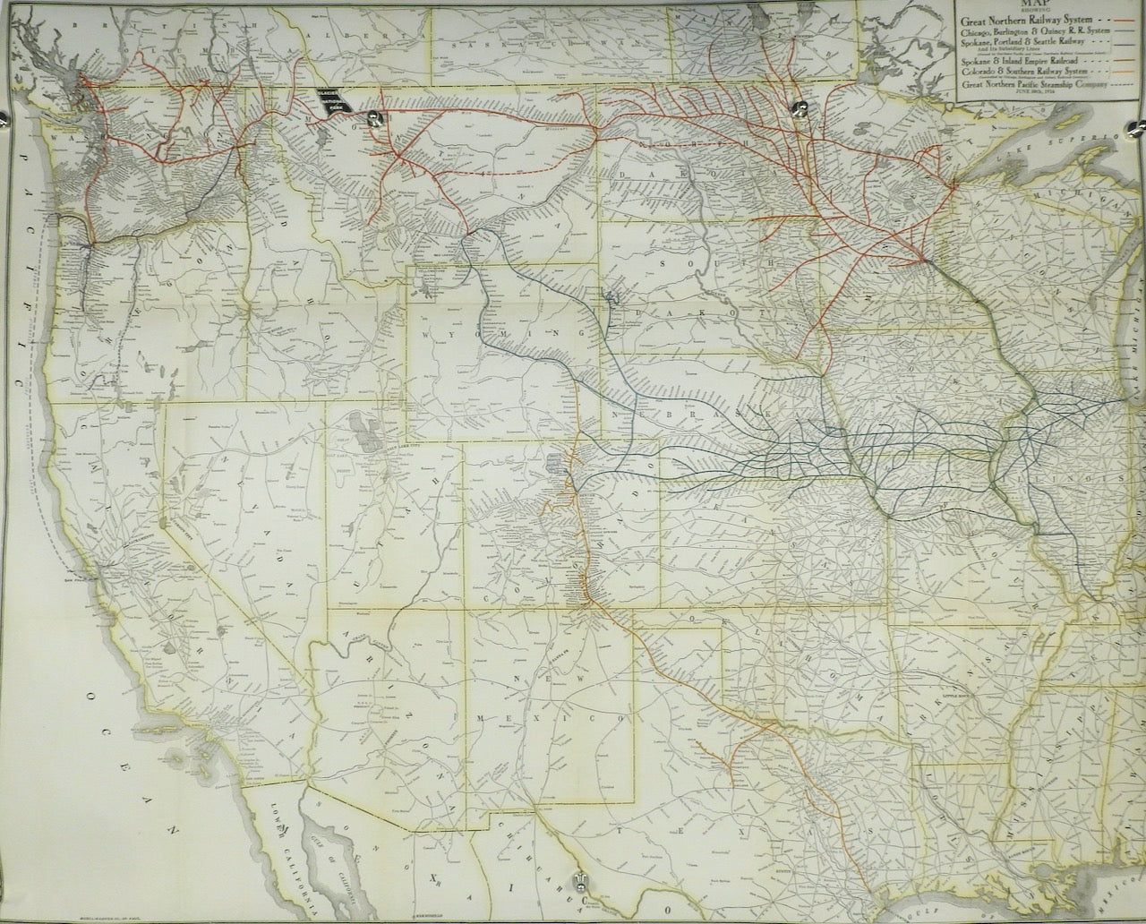 MAP SHOWING GREAT NORTHERN RAILWAY SYSTEM 1916