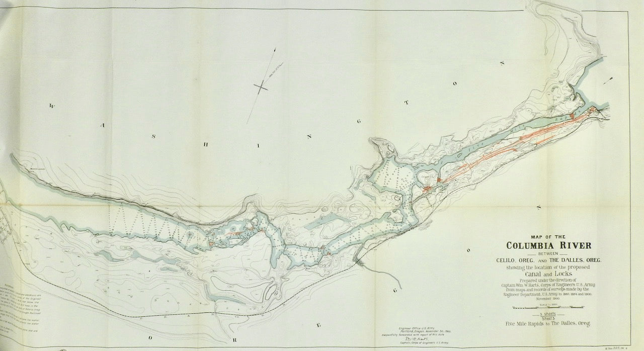 MAP OF THE COLUMBIA RIVER BETWEEN CELILO, OREG. AND THE DALLES OREGON SHOWING THE LOCATION OF THE PROPOSED CANAL AND LOCKS 3 MAPS