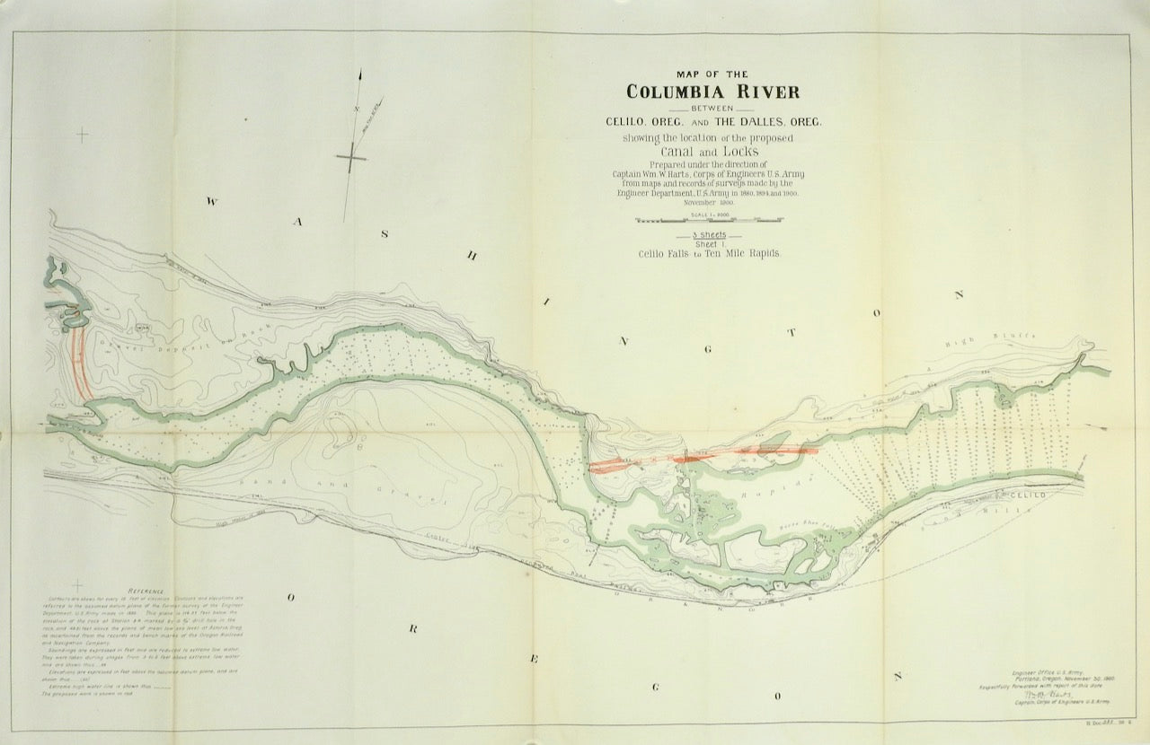 MAP OF THE COLUMBIA RIVER BETWEEN CELILO, OREG. AND THE DALLES OREGON SHOWING THE LOCATION OF THE PROPOSED CANAL AND LOCKS 3 MAPS