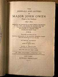 The Journals and Letters of Major John Owen, Pioneer of the Northwest 1850-1871