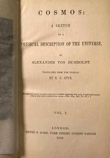 Cosmos A Sketch of a Physical Description of the Universe Alexander Von Humboldt