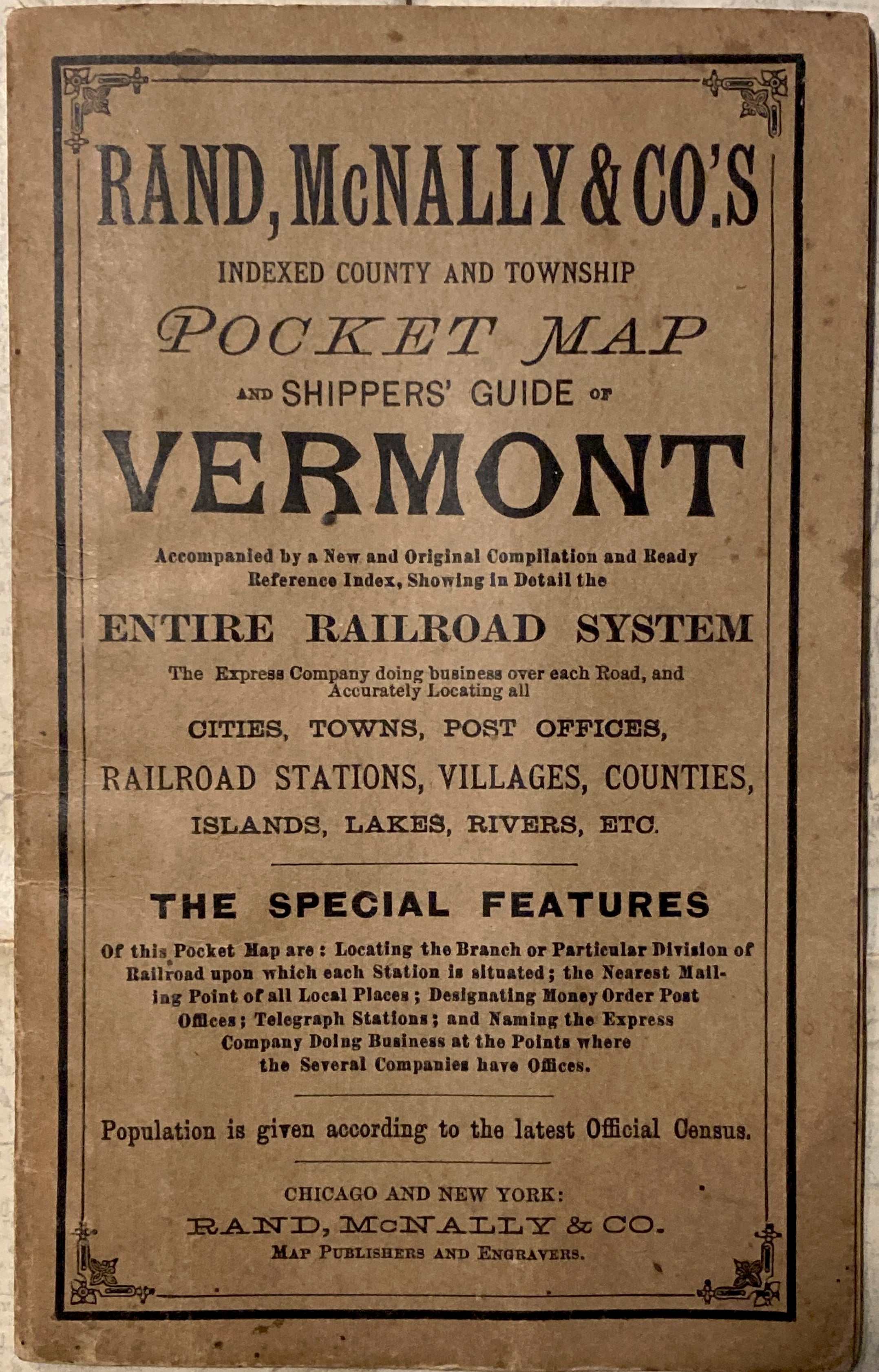 Photo of booklet: Vintage Rand McNally Map of Vermont 1895