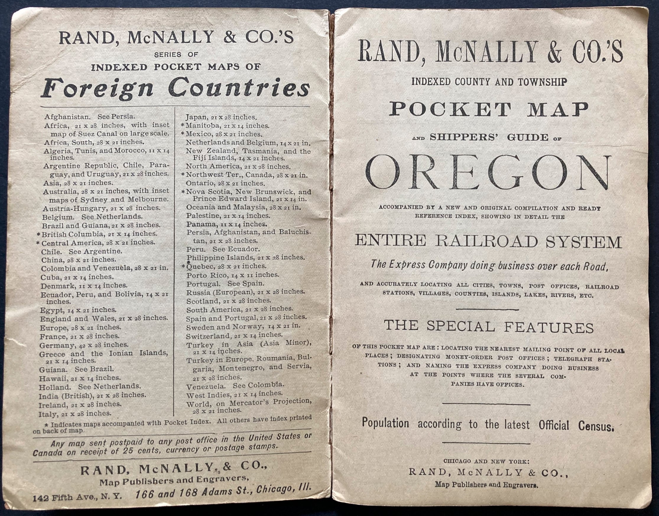 Rand McNally & Co's pocket Map and Shippers Guide Oregon 1907