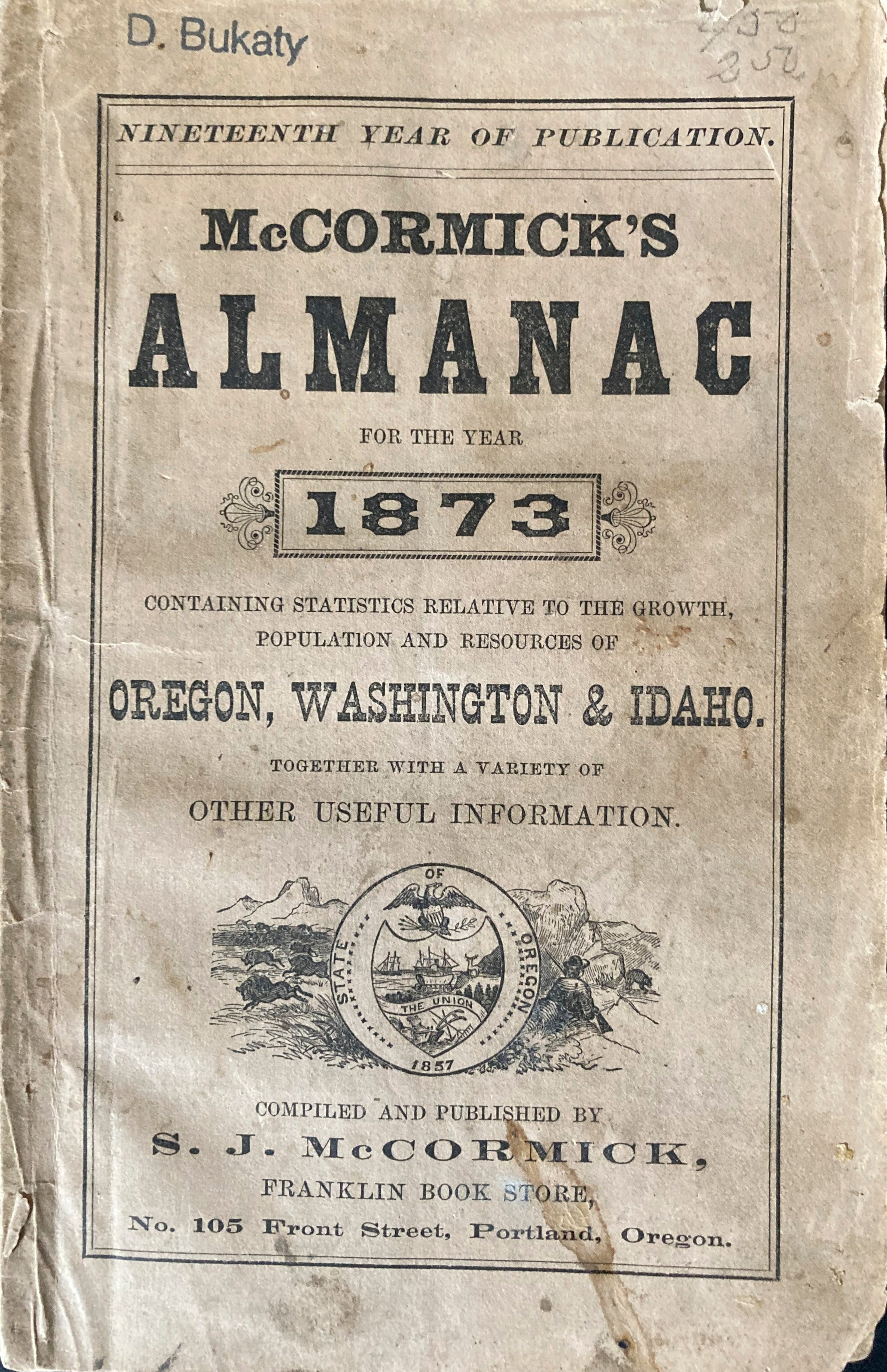 McCormick's Almanac for the Year 1873