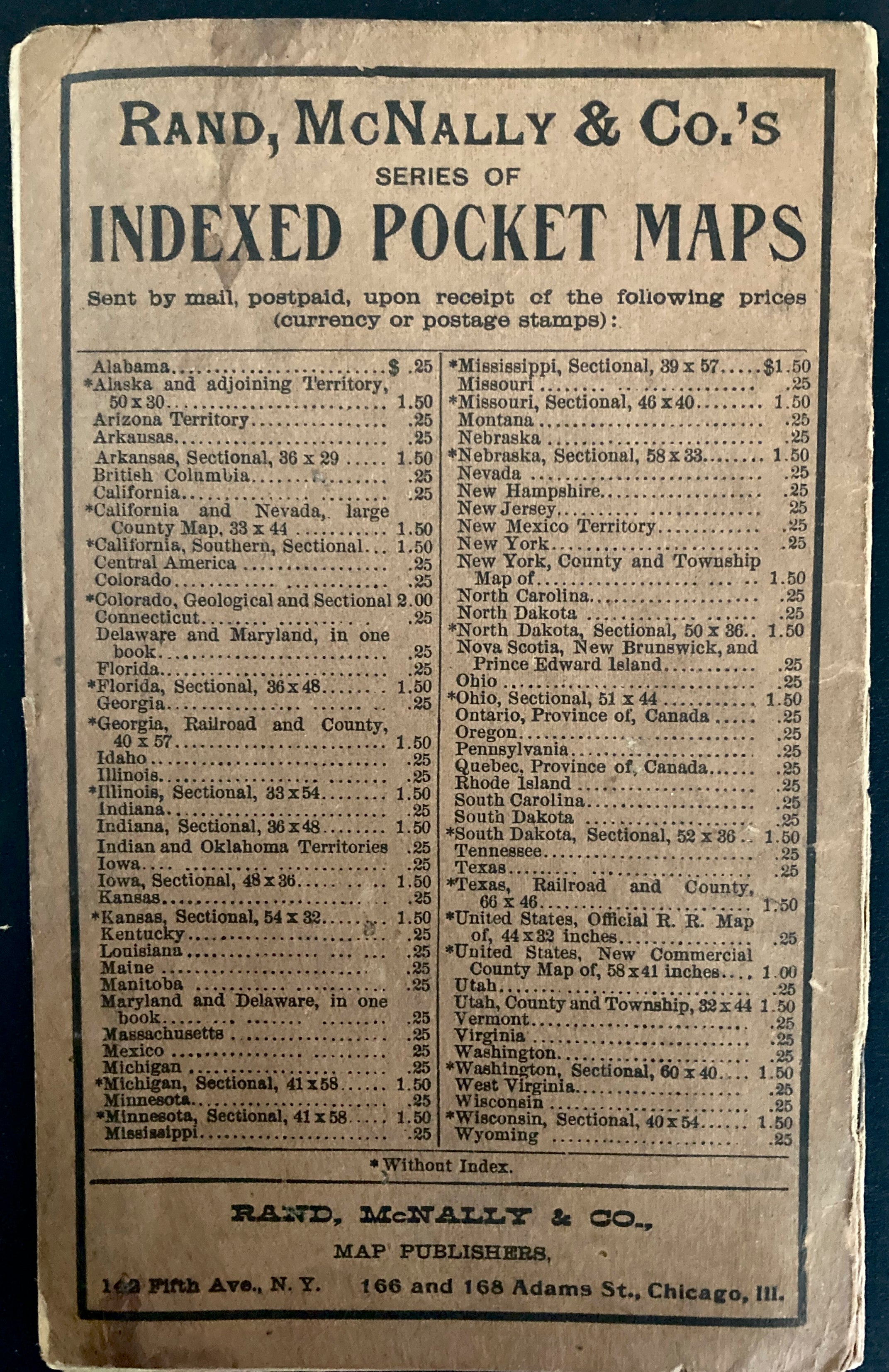 Idaho / Rand McNally and Co.'s Indexed County and Township Pocket Map 1896