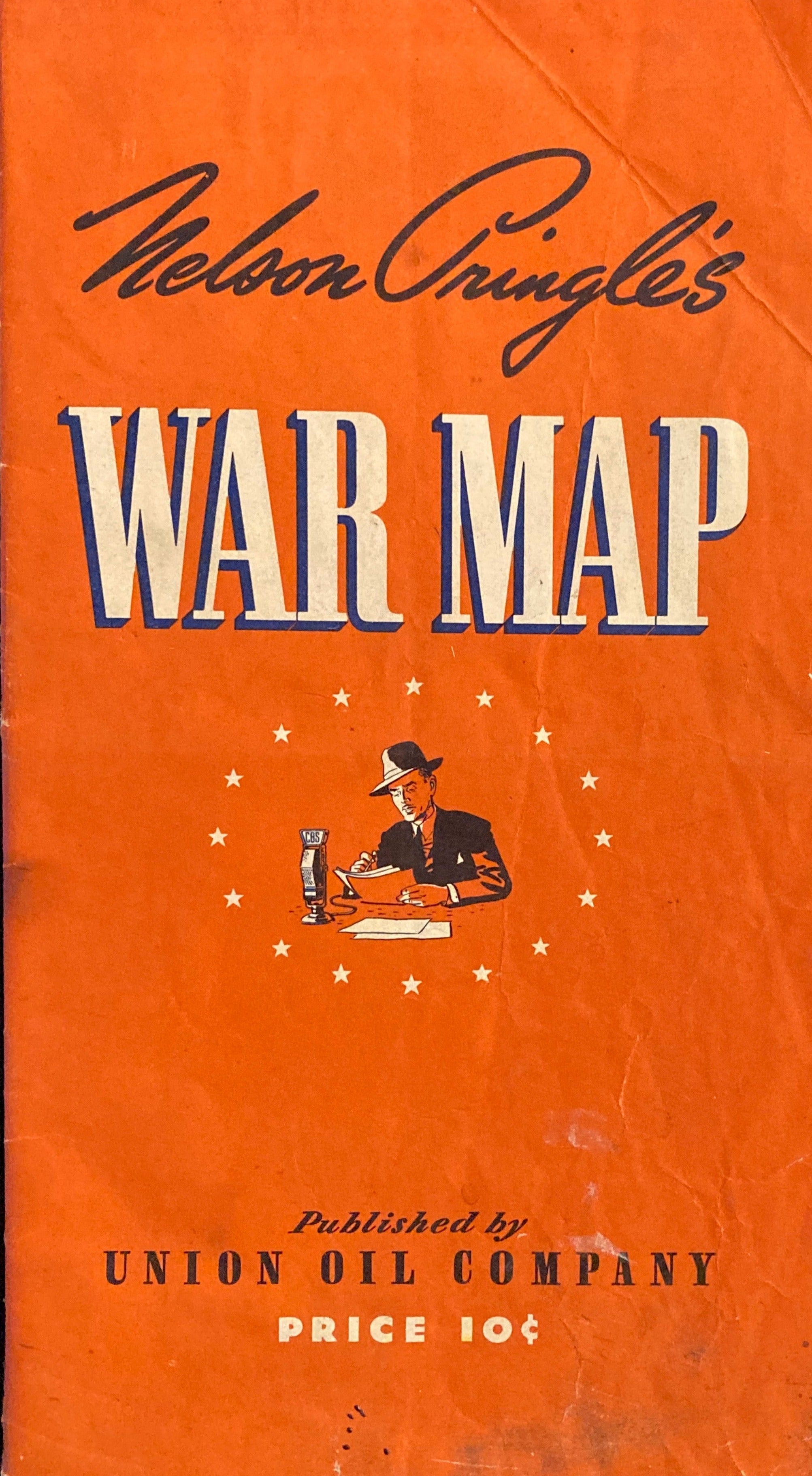 WWII 1940s Nelson Pringle Folding War Map by the Union Oil Company